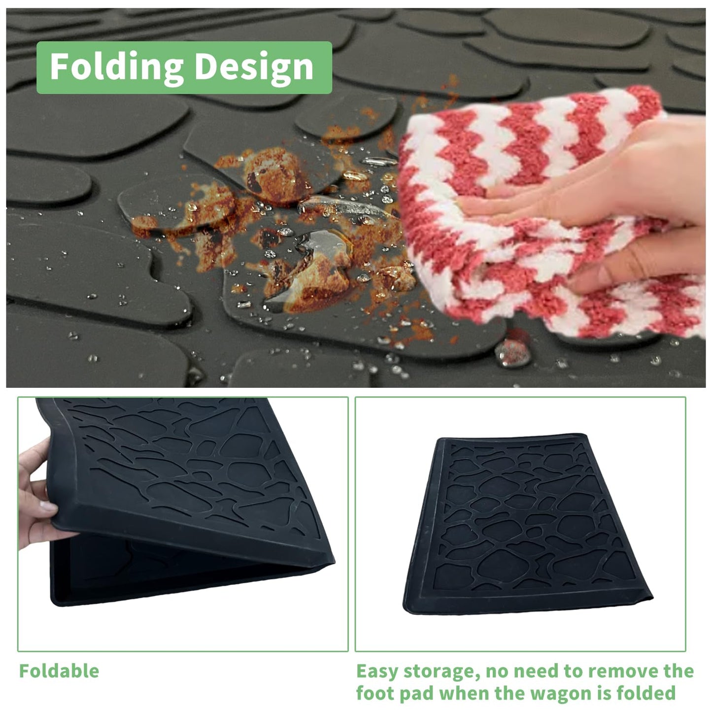 CATECASE All-Weather TPE Mat for Models - Compatible with Wonderfold Stroller Wagons, Protects from Sand, Dirt & Water (W2 - Black)