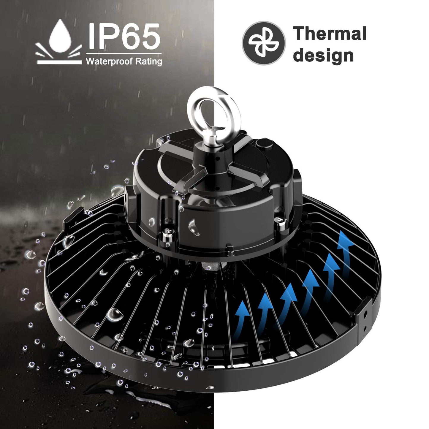 AC100-347V 150W Led High Bay Light Bulb UFO 5000k,Dimmable 22500 Lumens (600W HID/HPS Equivalent) Waterproof IP65 White (NO Plug) 1 Pack