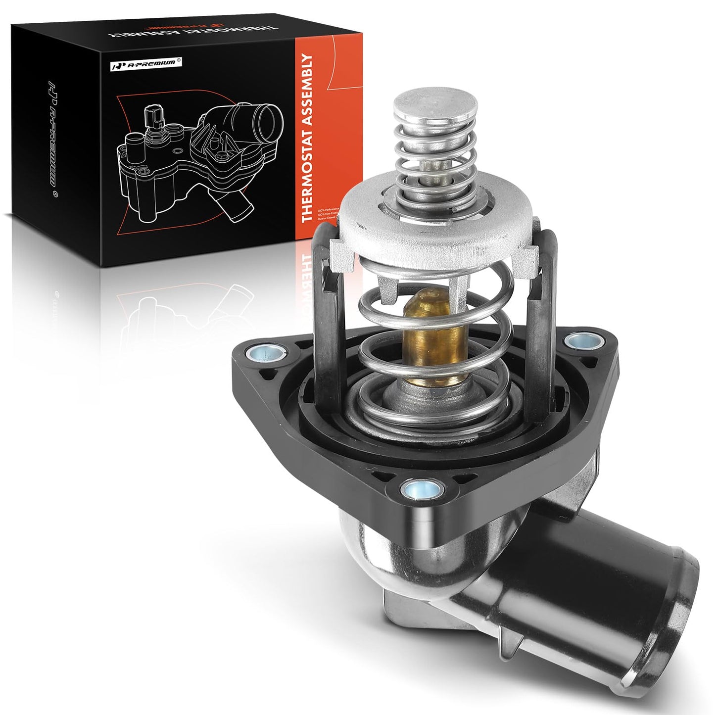 A-Premium Engine Coolant Thermostat and Housing Assembly - 8Cyl, 4.3L 5.3 6.2L - Compatible with Chevy, GMC, Cadillac Vehicles - Silverado 1500, Suburban, Tahoe, Sierra, Yukon XL, for# 12674639