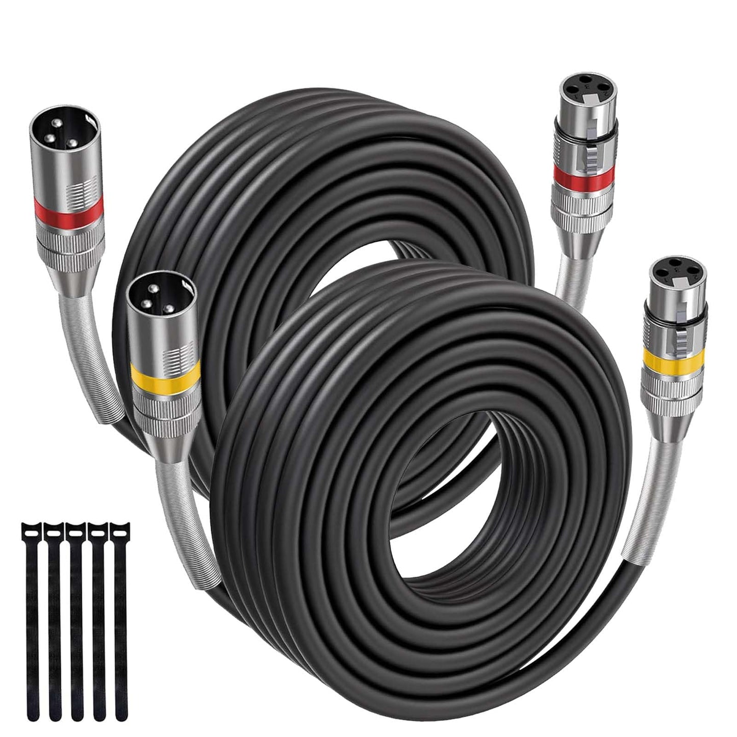 rycvaky 2 Pack 20 FT XLR Microphone Cables, Oxygen-Free Copper 3-Pin Balanced Shielded XLR Male to Female Mic Cord for Podcast Studio Speaker, PA Systems, Audio Mixer and More, Heavy Duty