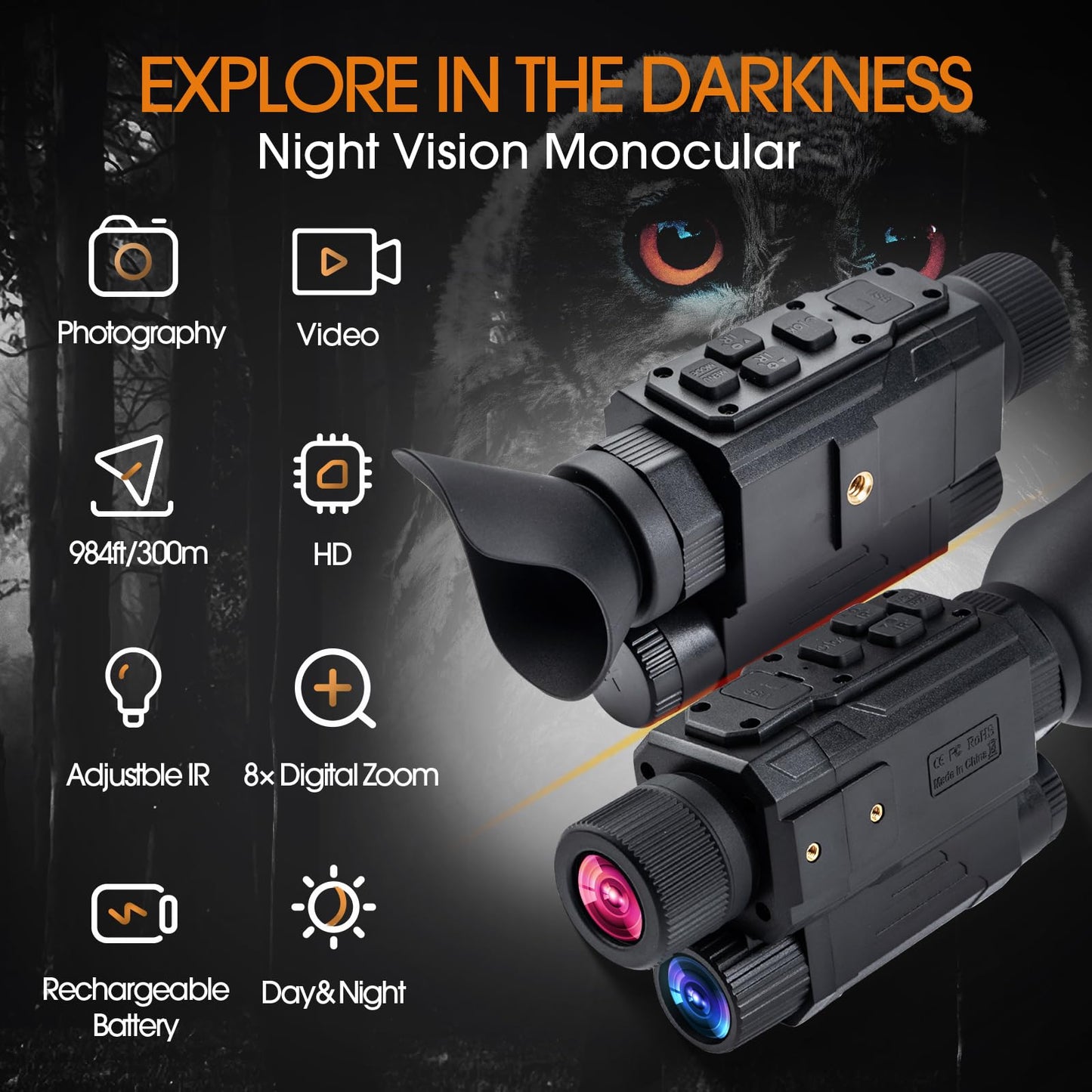 Head-Mounted Night Vision Monocular Digital Infrared Monocular