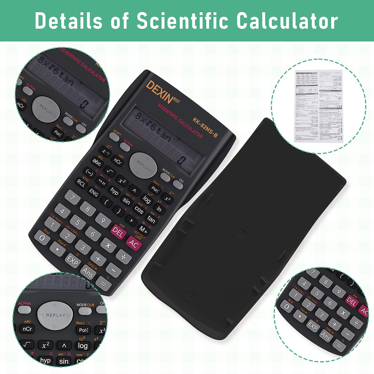 10 Pcs 2 Line Engineering Scientific Calculators Function Calculator Bulk Calculator Large Display Math Calculators for Student Teacher Classroom High School College School Business Offices Black