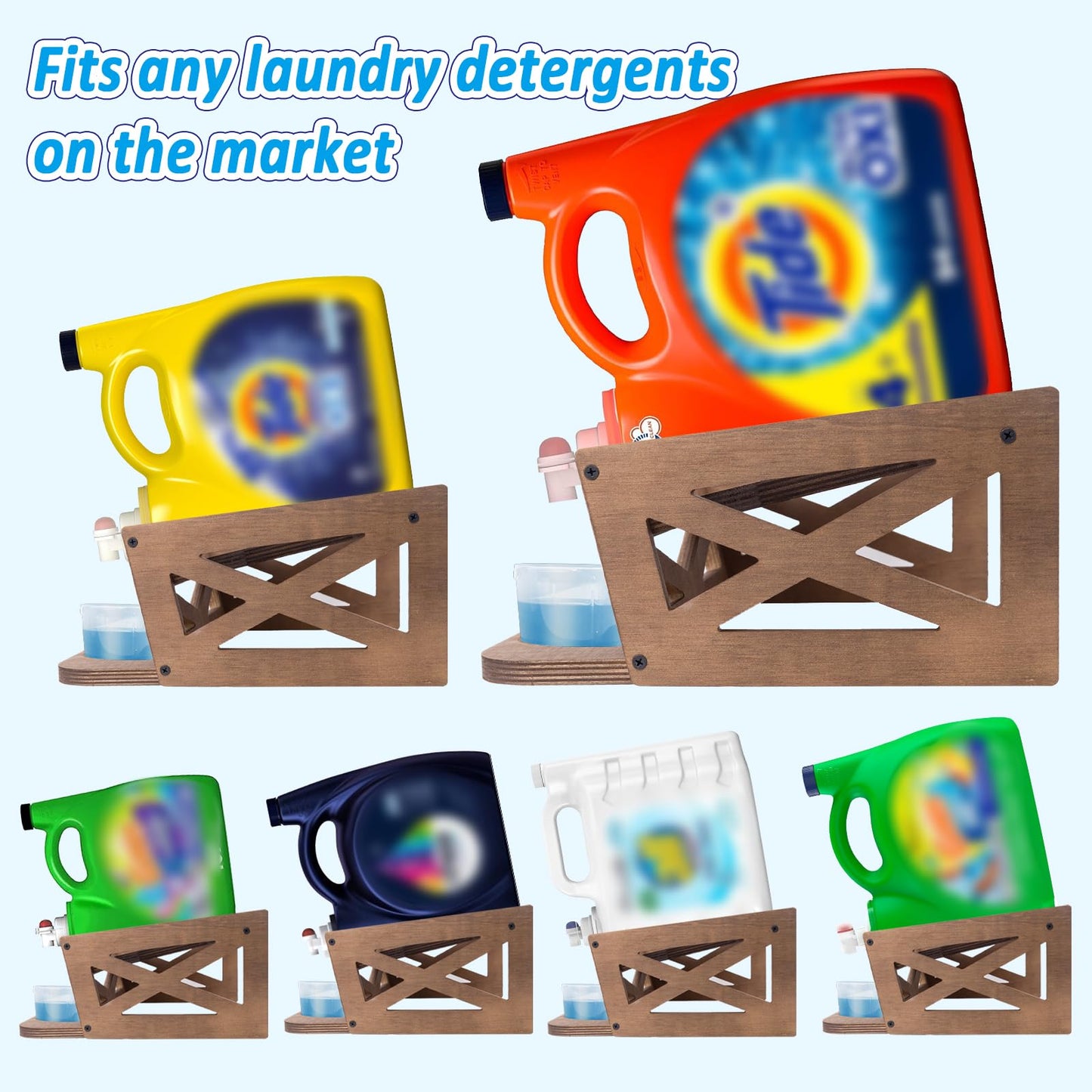 Laundry Detergent Holder,Can Hold 2 Bottles of Laundry Detergent,Holds up to 35 lbs.Wooden,Retro,Honourable