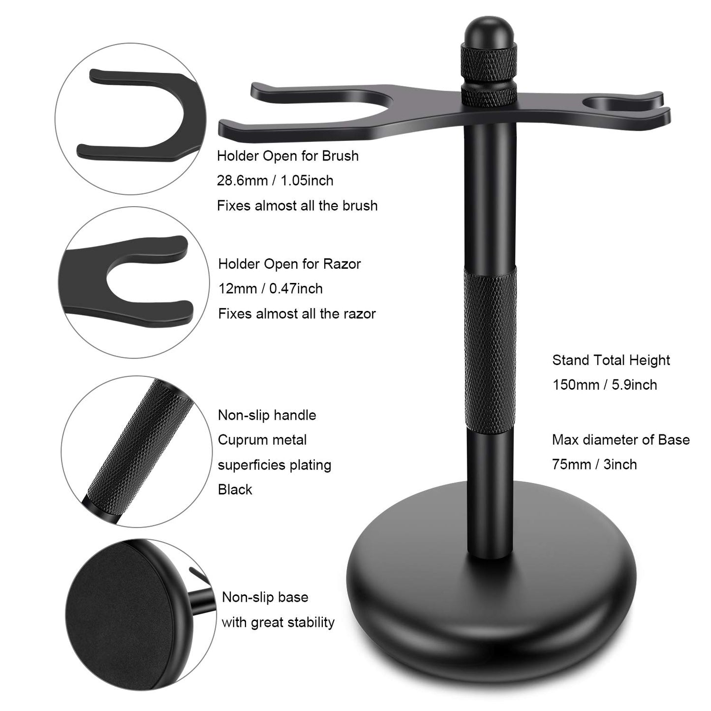 Amazing Safety Razor Shave Kit - Mysterious Black Men's Shaving & Grooming Sets - Butterfly Open Safety Razor,Friendly Brush,Great Shaving Stand,Shaving Soap Bowl, Super Stainless Blades