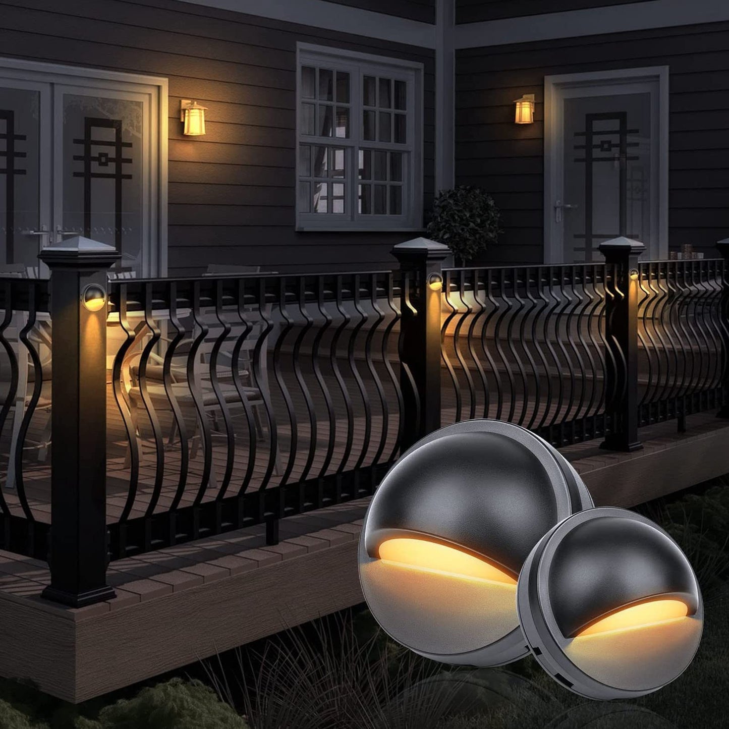 6PCS Low Voltage LED Deck Lights, Waterproof Hallway Landscape Lighting, Outdoor Accent Lighting Garden Post Fence Light, Step Fence Light for Garden Yard Path