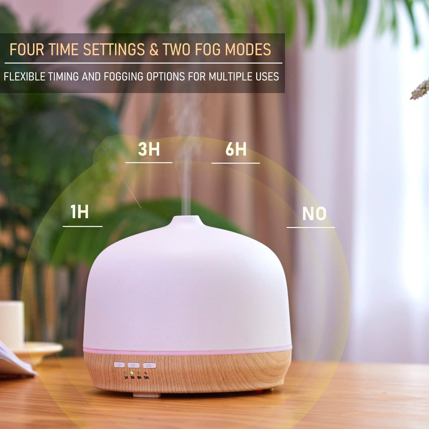 Aromatherapy Essential Oil Diffusers for Home Large Room, Ceramic Scent Air Diffuser Ultrasonic Aroma Diffuser 500ml with Timed—Wood