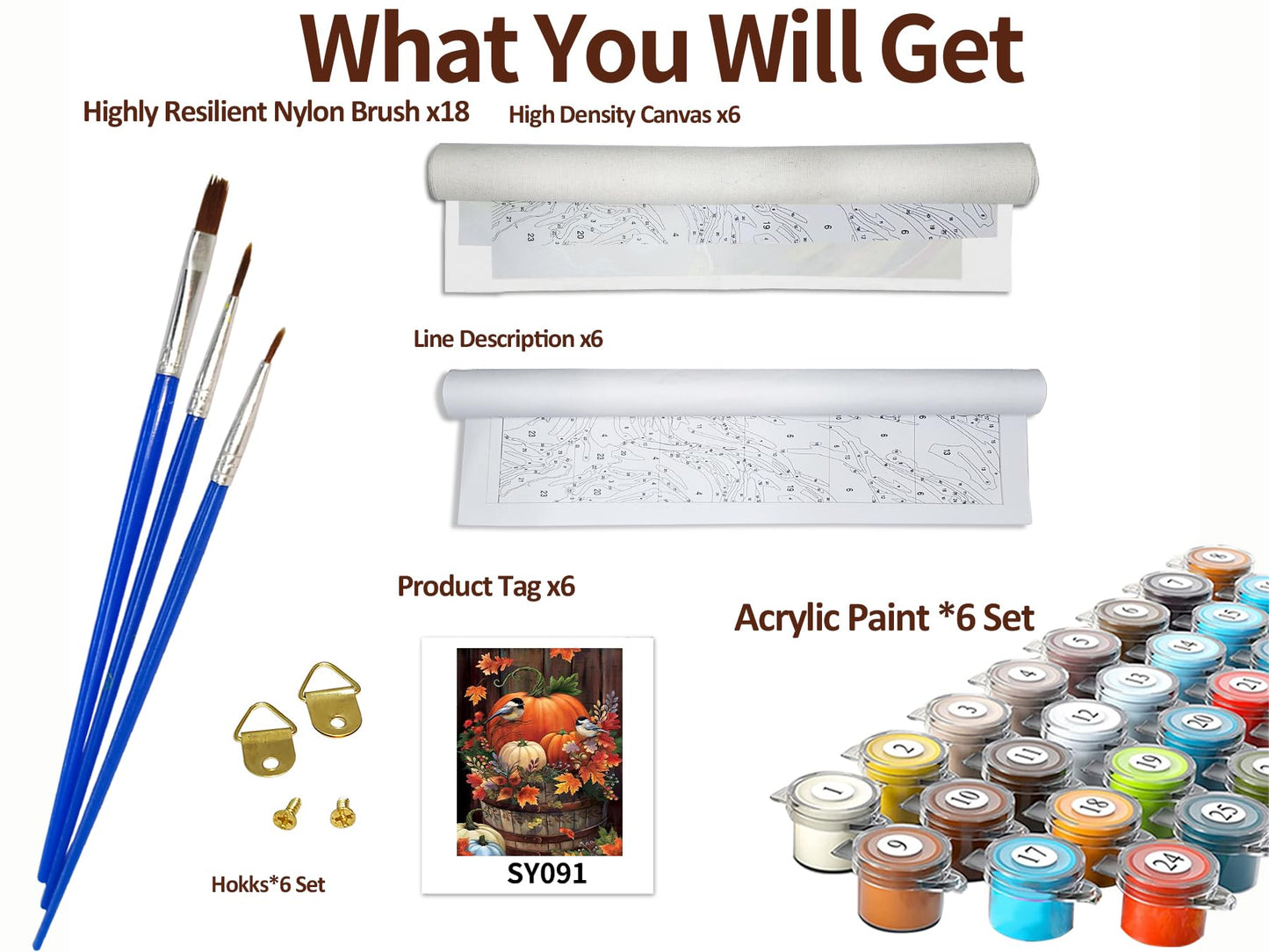 6 Pack Paint by Number for Adult Kits, JATOK 6 Sets Independent of Pigments DIY Landscape Oil Painting by Number Kits on Canvas for Adults Beginners for Home Wall Decoration 12 x 16in/30x40cm,Independent packaging Without Frames
