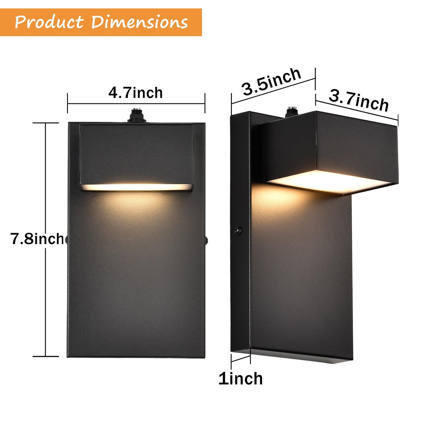 2-Pack Dusk to Dawn Outdoor Wall Lights, LED Exterior Wall Sconces 3000K Warm White, Weatherproof Modern Outdoor Light Fixtures Wall Mount for Porch, Patio, Garage, Entryway