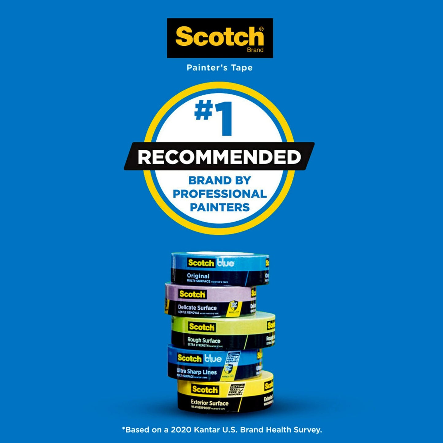 Scotch Painter's Tape 2093-48TC3 Sharp Lines Painter’s Tape, 1.88" Width, Blue