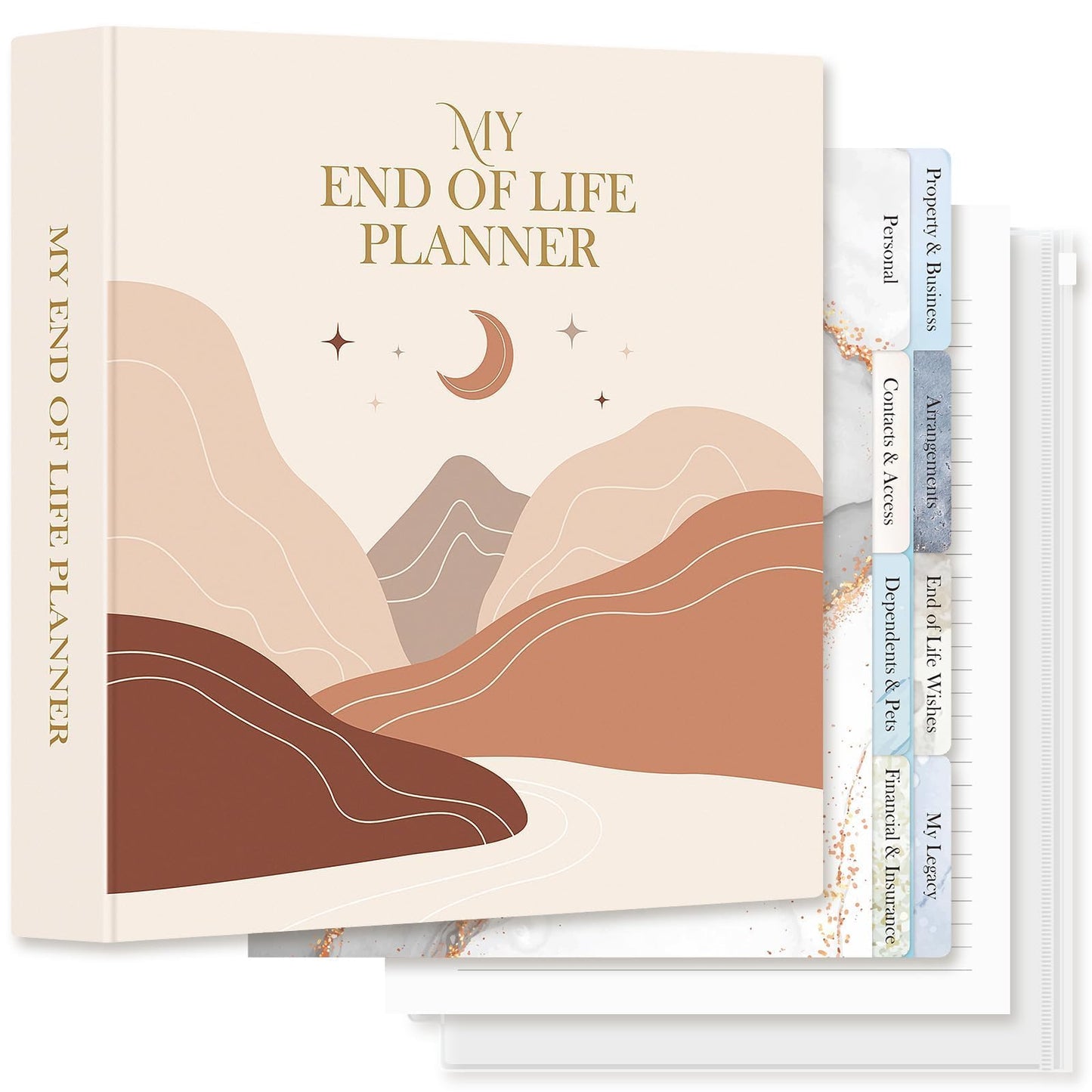 Lanpn End of Life Binder - 8.5x11, Final Wishes & Estate Document Folder with 8 Dividers & 10 Letter Size Binder Pockets, Death Planner Organizer, When I Die Journal Before Death Life Plan Book