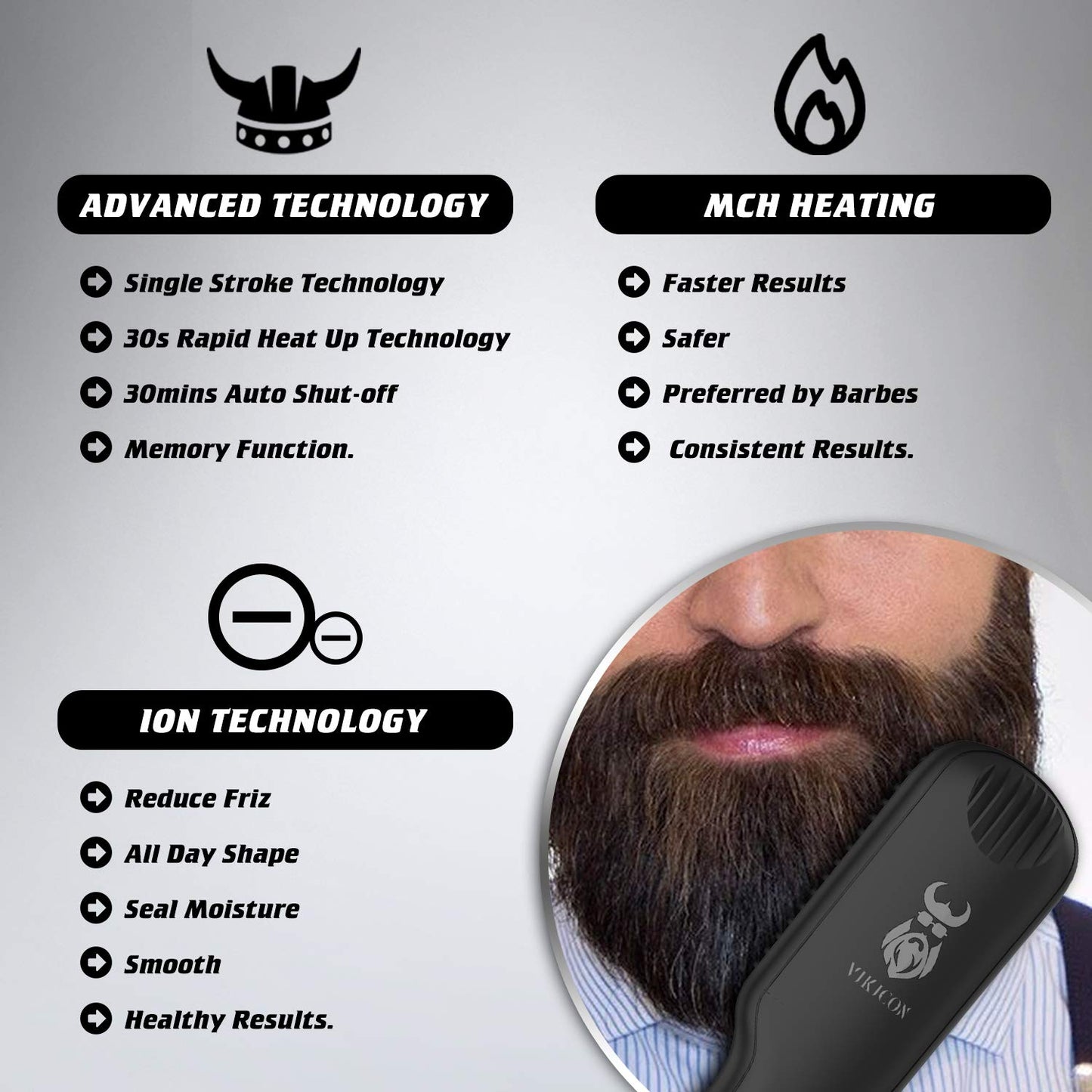 Beard Straightener w/FREE Beard Oil and Beard Balm for Men, Ceramic & Ionic Beard Straightening Comb with Fast Heating and Anti-Scald, Dual Voltage Heated Beard Brush LCD Display-Gift Set