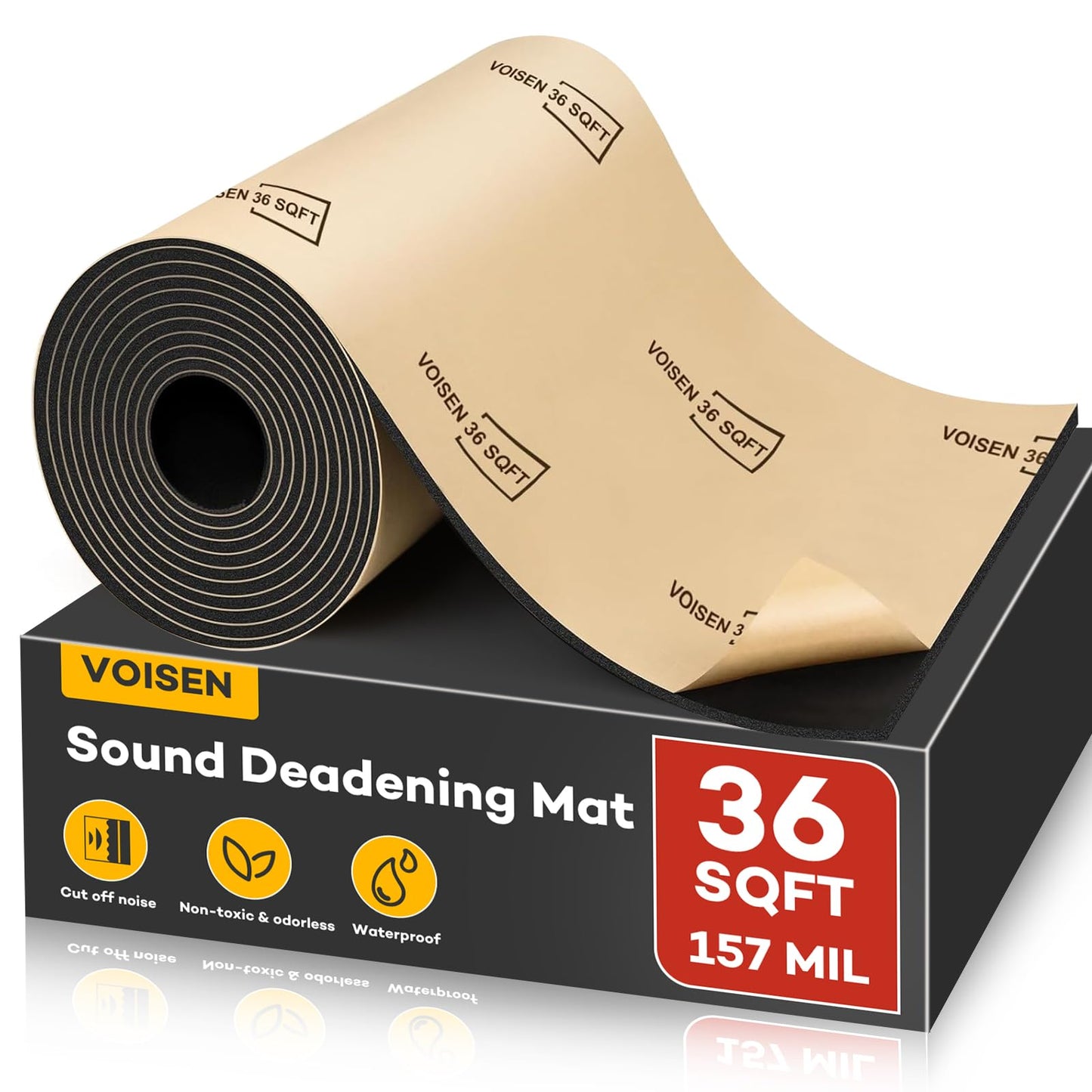 VOISEN Sound Deadener for Cars, 157 MIL (4 mm) 36 sqft Sound Deadening Mat,Car Sound Deadening Closed Cell Foam & Heat Insulation Mat - PE Foam Sound Deadener Material & Heat Barrier