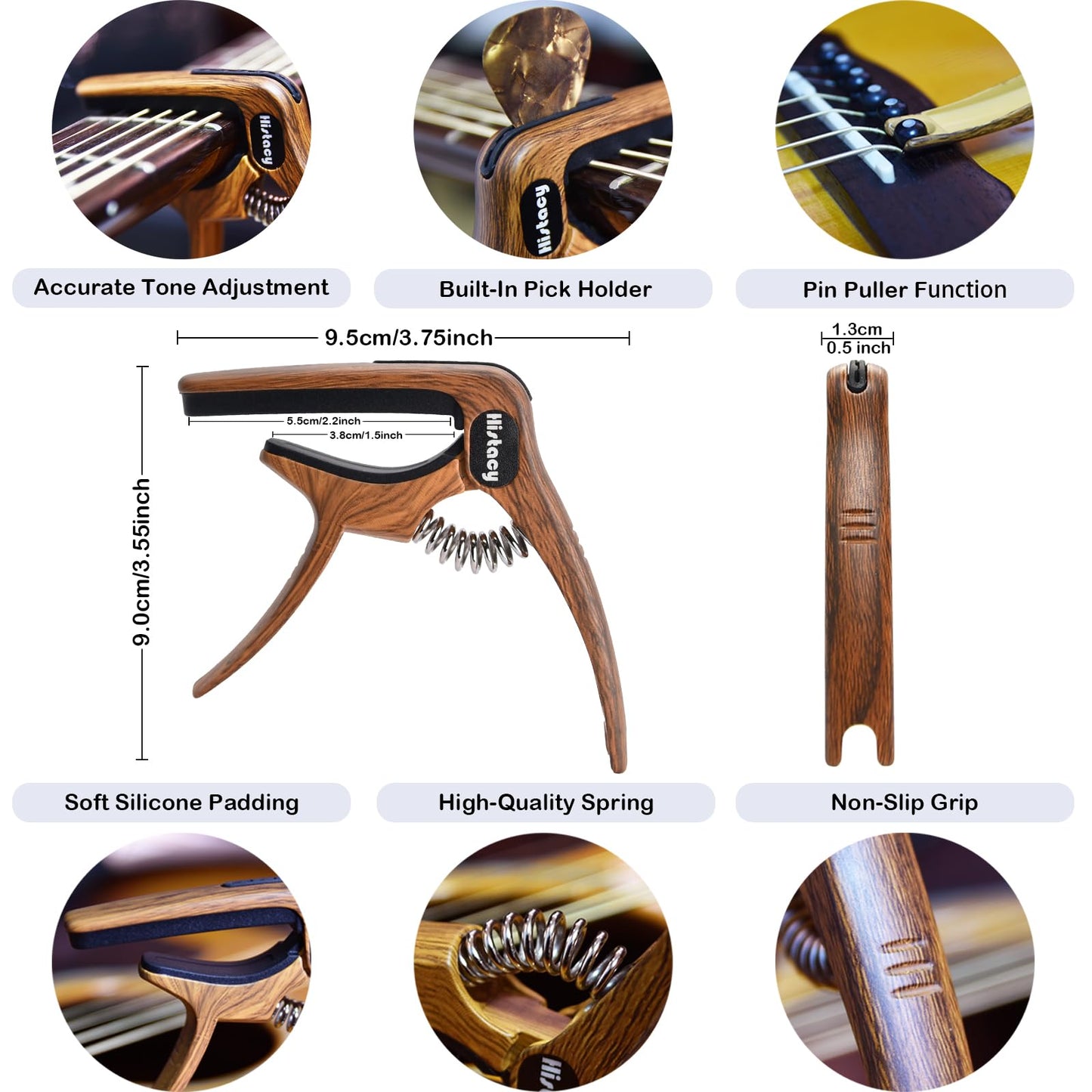 Guitar Accessories Kit: Wooden Stand, Strap, Clip-On Tuner, 3-in-1 Capo, 30 Picks for Acoustic, Electric Guitar, Bass & Ukulele, All-in-One Perfect Guitar Gift Set for Men & Beginners & Pros