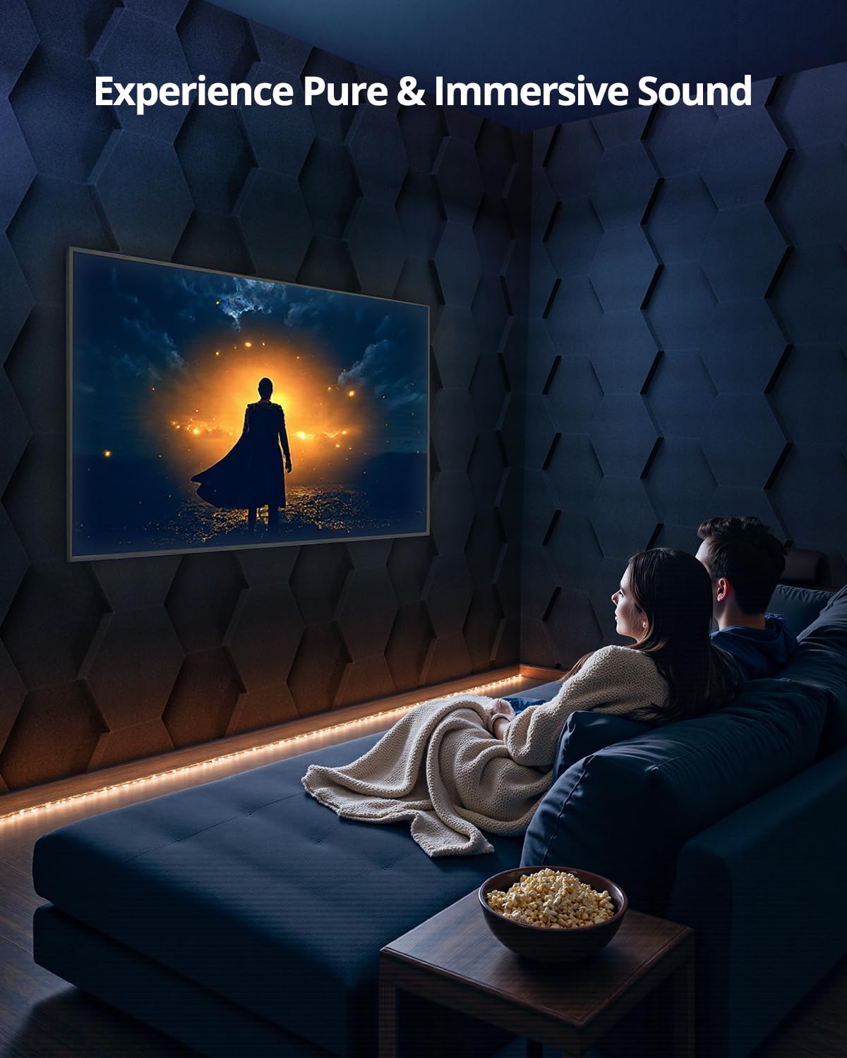 Acoustic Foam Panels, 3D Hexagon Dual Thickness 1.57" & 2.75" Acoustique Sound Absorbing Tiles for Studio, Room, 12 Pack, 12" x 10" Black Decorative Art Panels for Ceiling, Door, Walls
