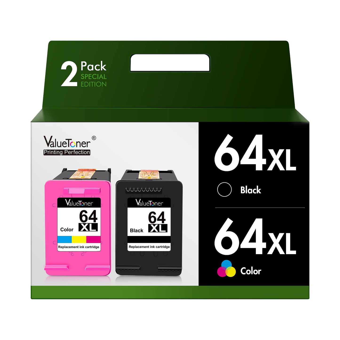 Valuetoner Remanufactured Ink Cartridge Replacement for HP 64XL Ink Cartridge Combo Pack 64 XL for HP Envy Photo 7855 7858 7800 7100 7155 6255 Inspire 7255e 7955e 7958e Tango Printer (Black, Color)