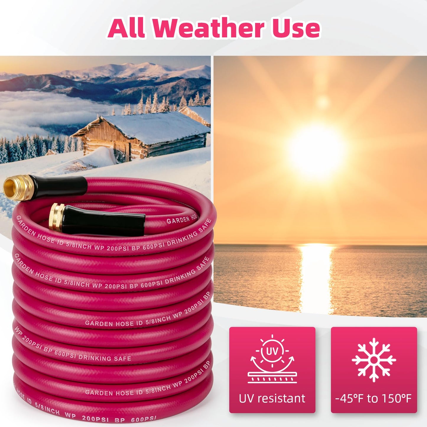 WELLUCK Garden Hose Heavy Duty Durable Anti Kink Flexible Garden Water Hose for Drinking Water Safe BPA Free, All-Weather Lightweight Water Hose for Garden RV Camper Marine (75FT)