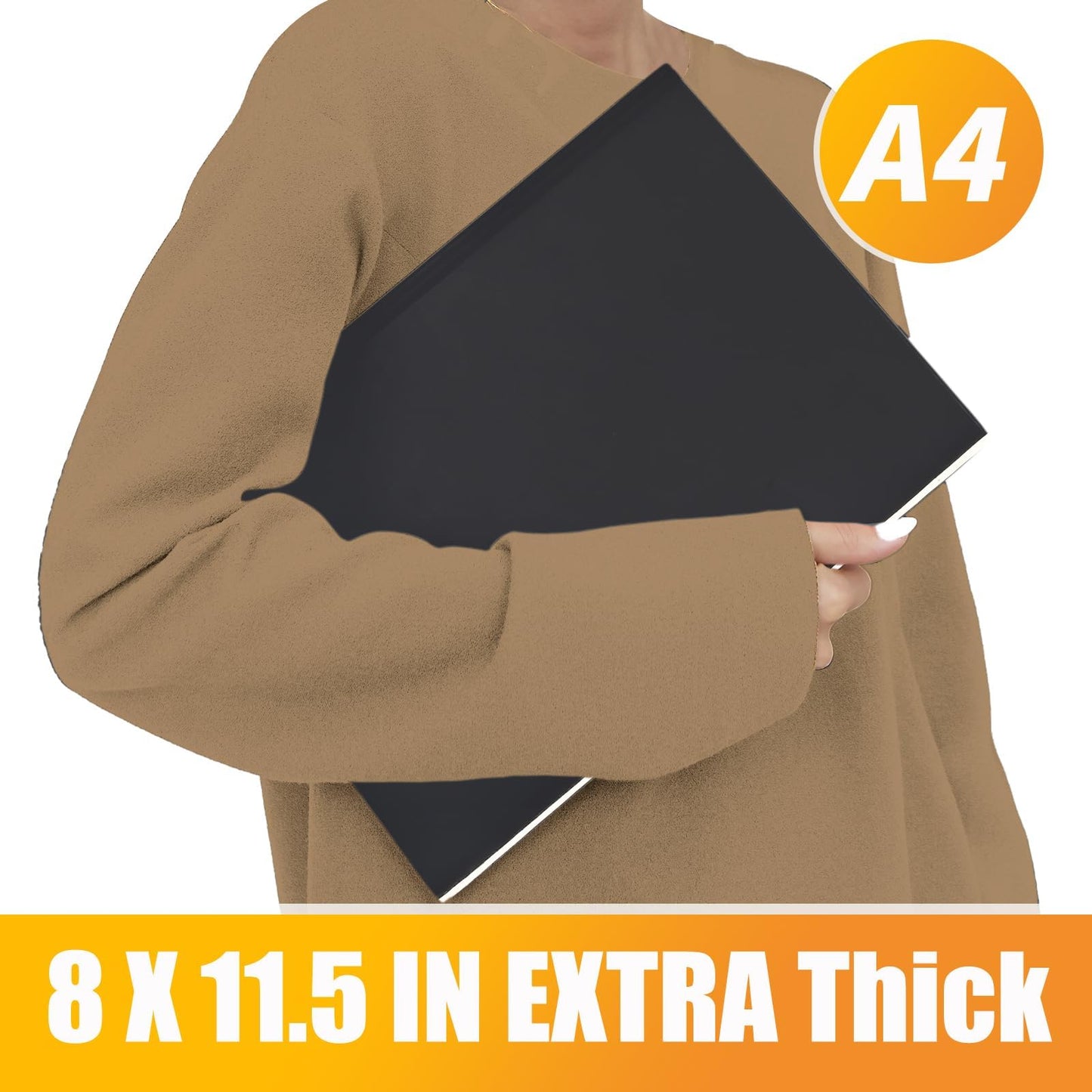 UIRIO 2-Pack Large A4 Wide Ruled Notebooks, 8" x 11.5", 400 Pages Each, Faux Leather Softcover Journals for Work, School & Journaling, Black