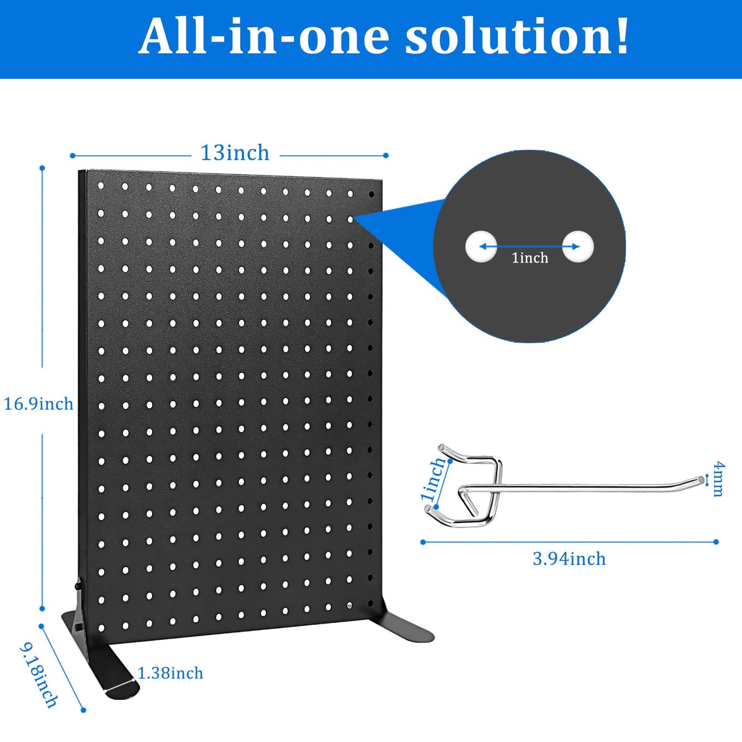 Uppcasir Pegboard Display Stand for Craft Shows, Metal Jewelry and Key Ring Retail Display Racks With 10 Hooks for Selling Accessories, Retail Stores, Vendors & Events, 17 X 13 Inch