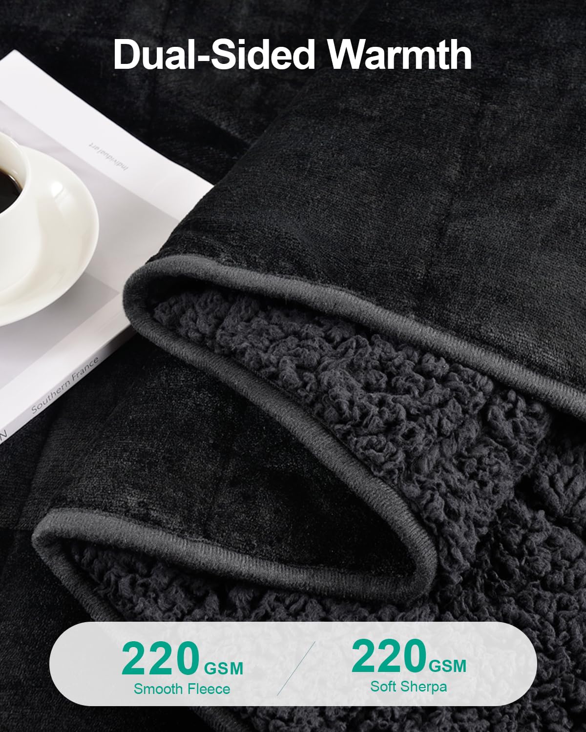 Super Soft Fuzzy Sherpa Fleece Weighted Blanket, 15 lbs Dual Sided Fluffy Heavy Weighted Blankets for Adults - No Bunching with Double Layers of Soft Inner Lining (60"x 80", 15 Pounds)
