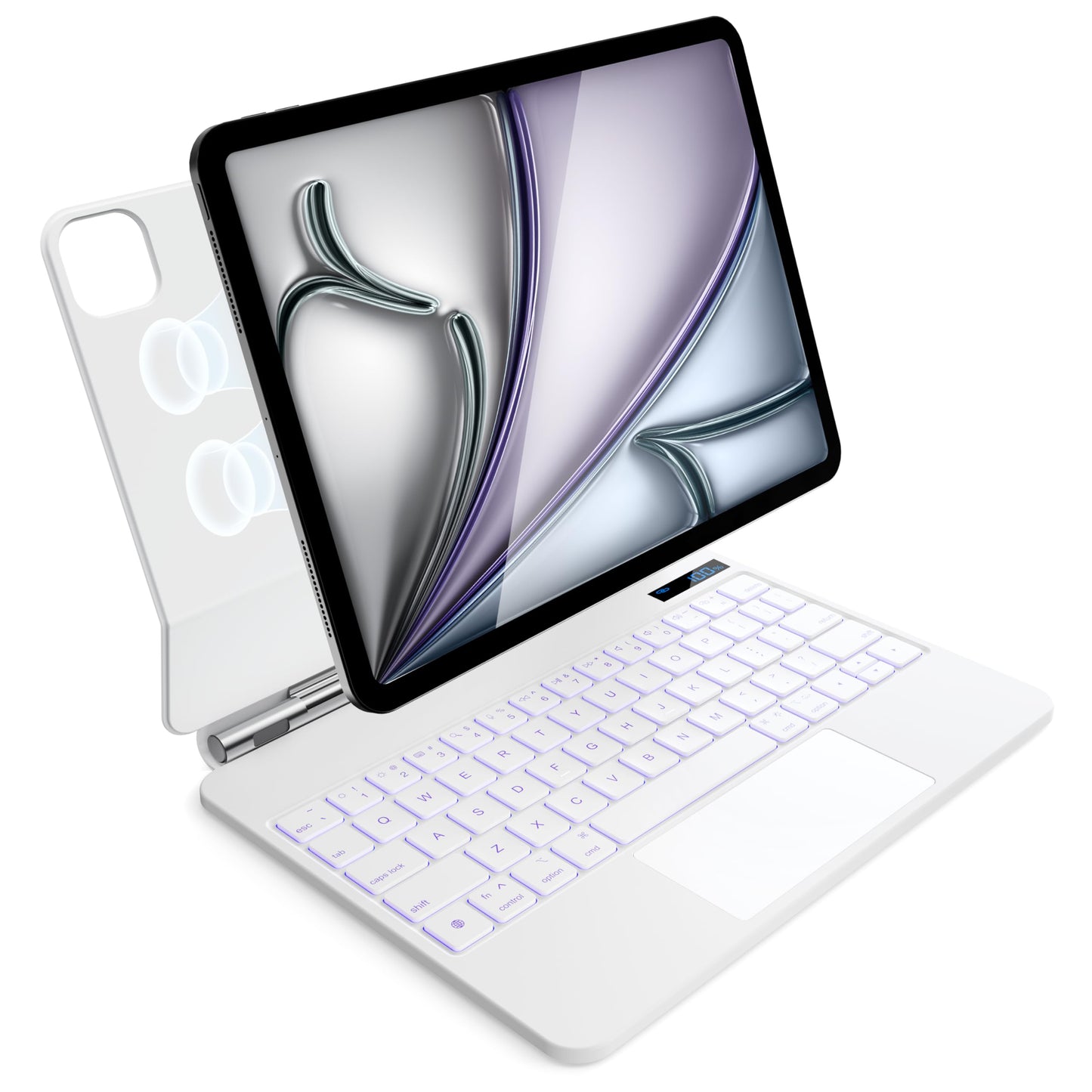 Keyboard Case for iPad Air 11 inch (M3 2025&M2 2024),iPad Air 5th/4th Gen & iPad Pro 11 inch(4th/3rd/2nd/1st Gen) case with Keyboard,Magnetic Attach,Multi-Gesture Trackpad,Backlit,Shortcut Keys,White
