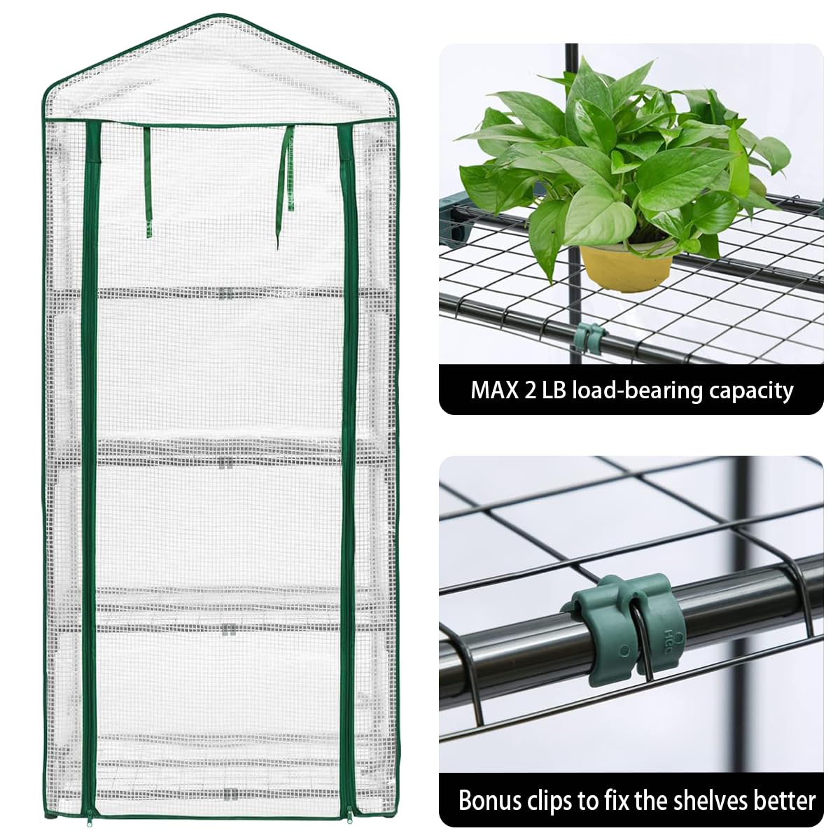 4-Tier Mini Greenhouse, Green House for Flower Indoor Outdoor, Portable Plant Outdoor Cage with Heavy Duty PE Clear Cover & Steel Frame,Greenhouse for Seed Starting, Mushroom,Vegetables