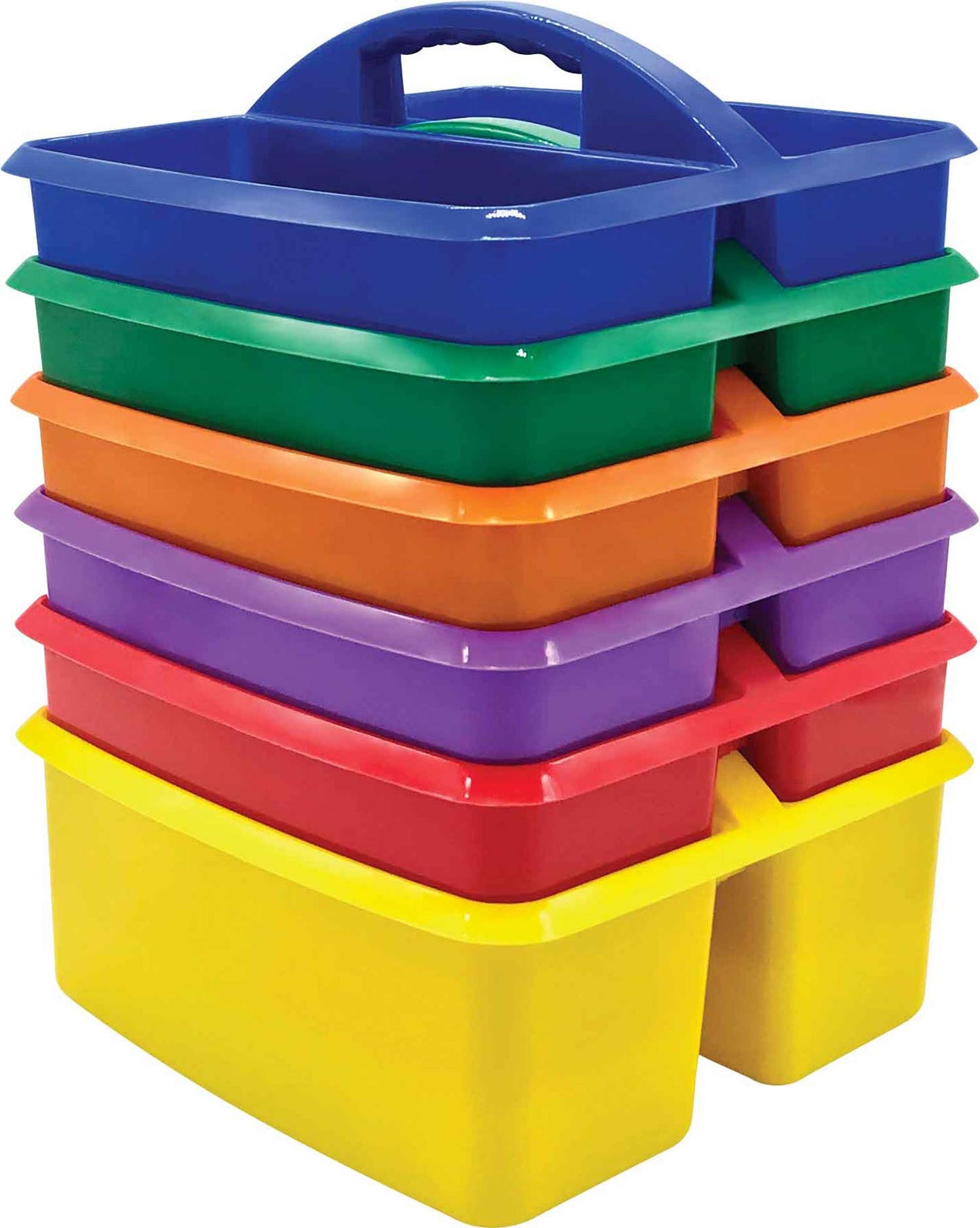 Primary Colors Plastic Storage Caddies - 6 Pack