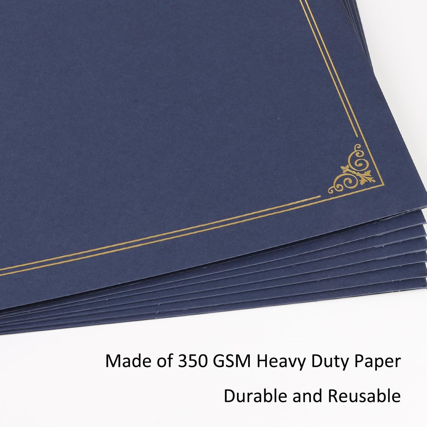 suituts 50 Pack Certificate Holders, Blue Diploma Holders, Documents Cover with Gold Foil Border, for 8.5 x 11 Award Certificate Paper Letter Size