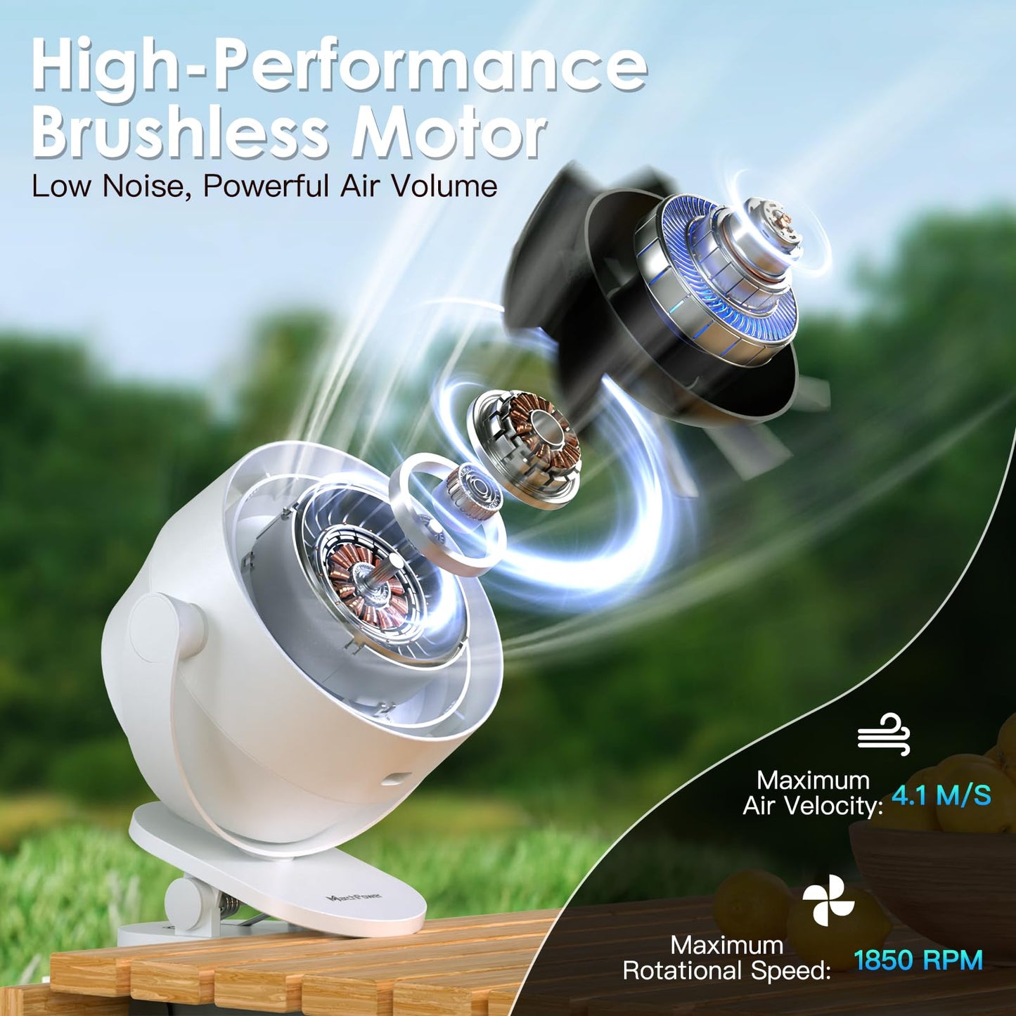 Marchpower Air Circulator Fan,100-Speed & Timer & 720°Tilt Clip on Fan, Quiet Portable Personal Fan, Battery Operated Desk Table Fan for Bedroom Bedside Stroller Office Outdoor Camping