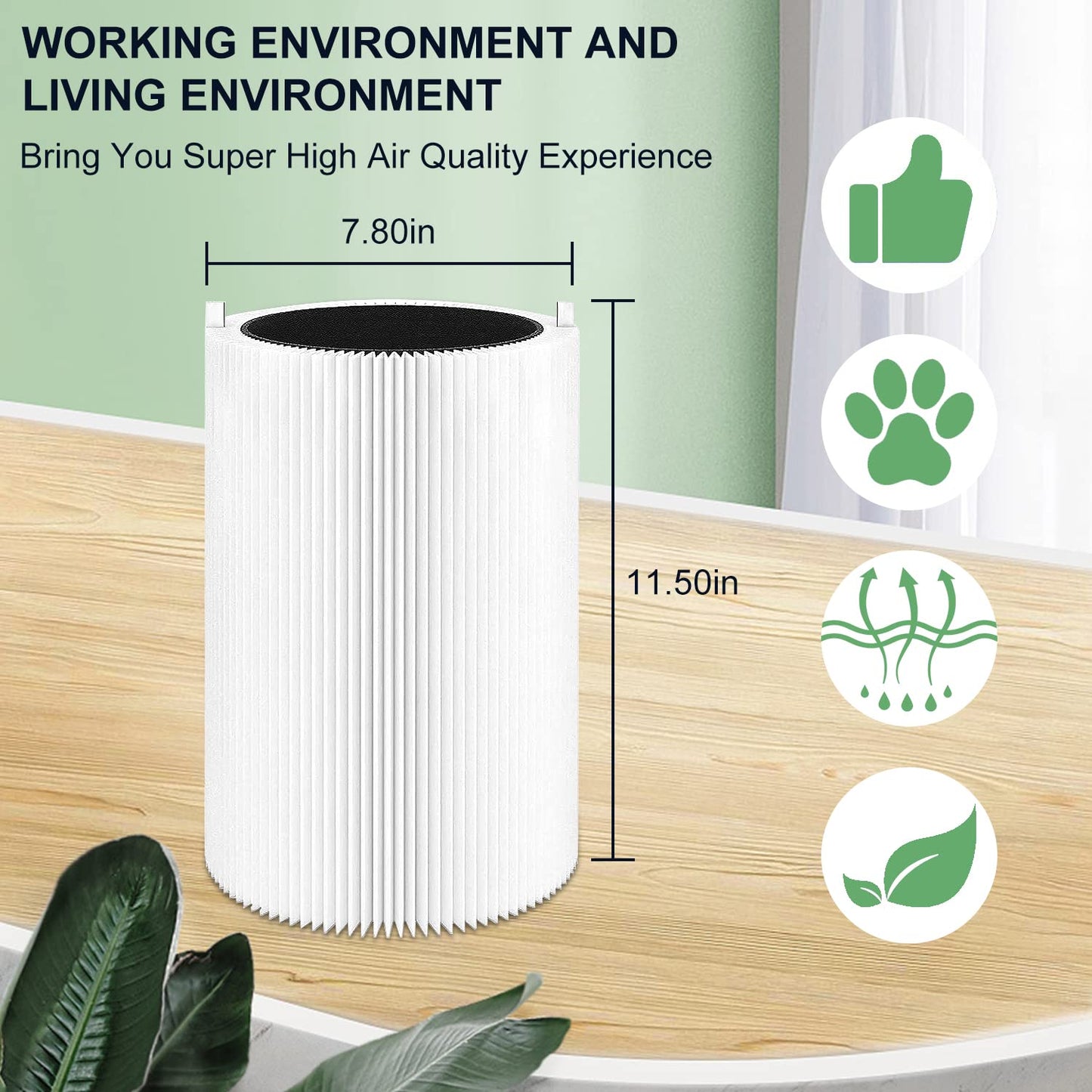 3 Pack Replacement Filters for Blueair Blue Pure 411 411+ Auto Mini Air Purifier- Parts with Silent Activated Carbon, Fit for Cleaner Pet Filter