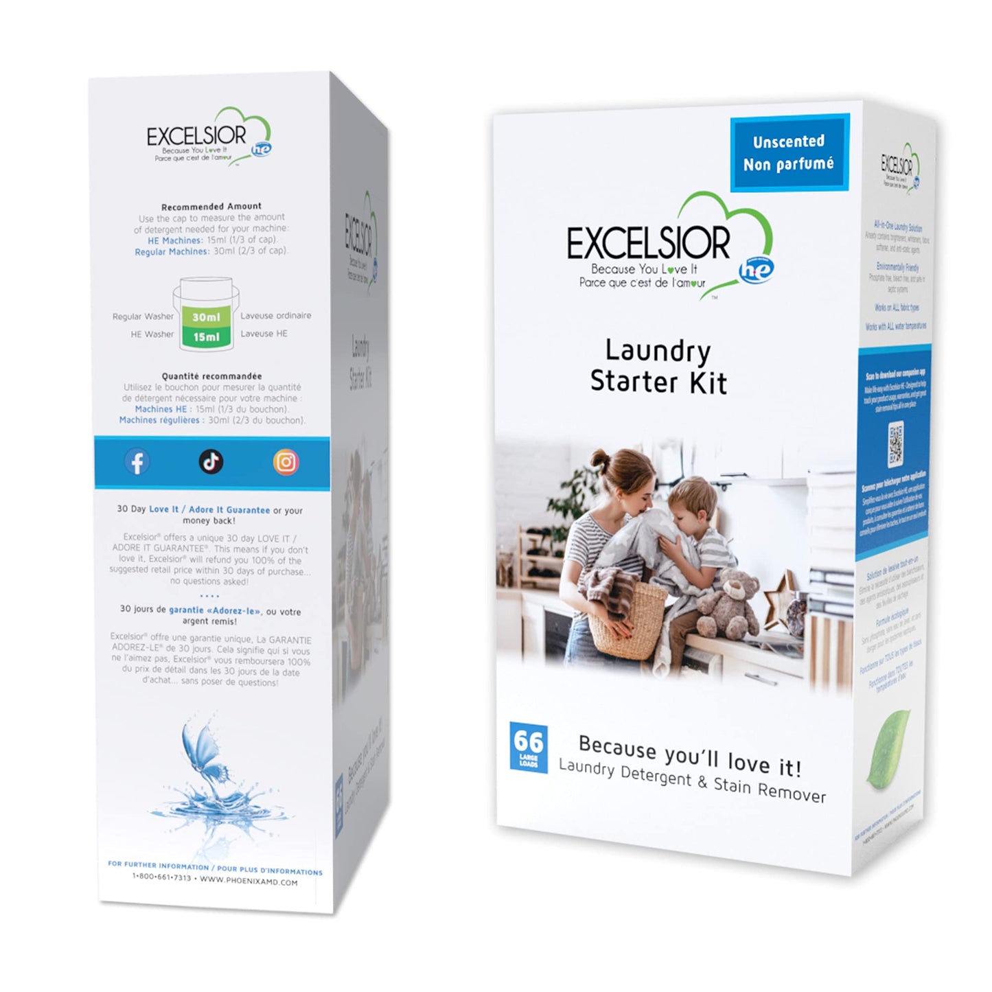 Excelsior (Because You Love It) - Hypoallergenic Laundry Detergent with Natural Stain Remover for 66 Loads of unscented clean clothes - 1 Liter Eco-friendly & Sensitive Skin Laundry Detergent