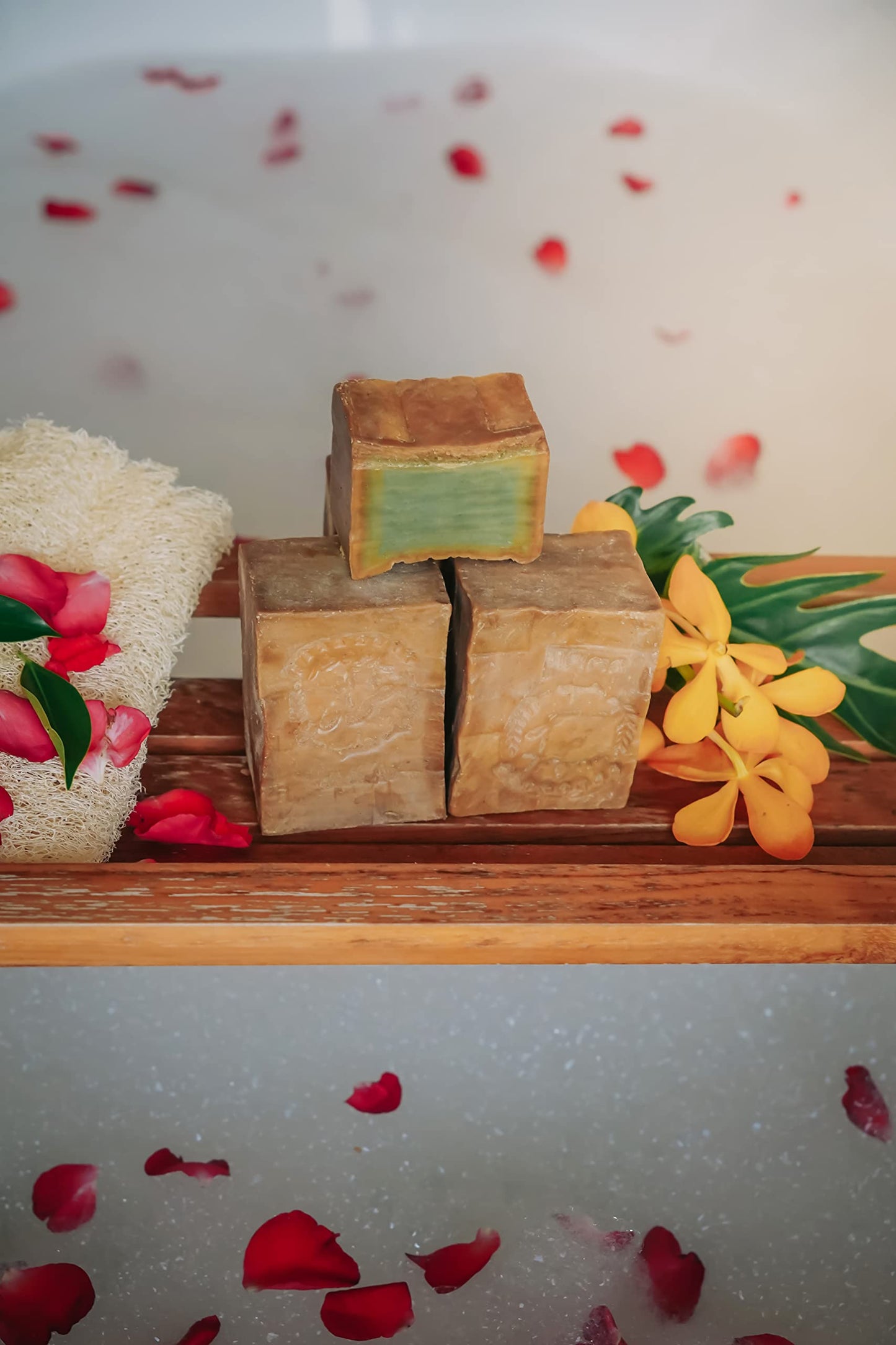 4-Pack Ghar Soap | Handmade, All-Natural, Traditional | Pure Olive Oil & Laurel Oil Soap | Savon Alep | Suitable for Face, Body | Long-Lasting & Gentle Cleanser (4 x 160g) (Laurel 40%)