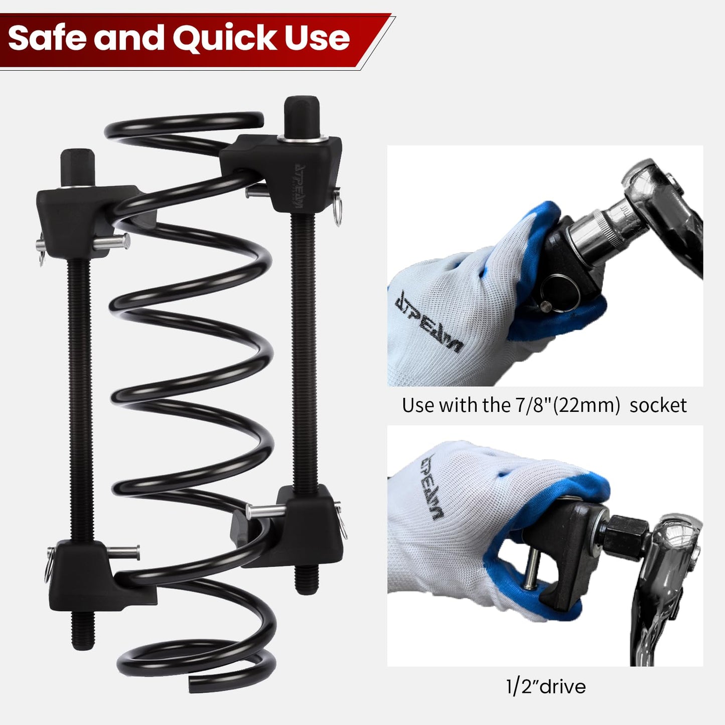 ATPEAM Macpherson Strut Spring Compressor Tool Kit | Heavy Duty Coil Spring Compressor Tool Set for Car, Truck, Motorcycle 1/2" Square Drive， 13/16in Socket, 2PC Set
