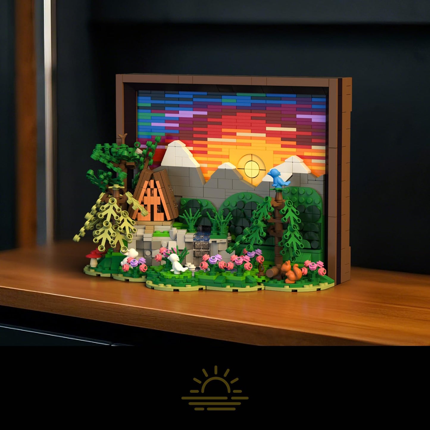 Givenni Ideas Sunset Wooden House Building Sets - 3D Puzzle Building Set for Adults, Ages 16+ - Beautifully Detailed Home Art Decor - Unique Gift Idea for Art Fans (1101PCS)