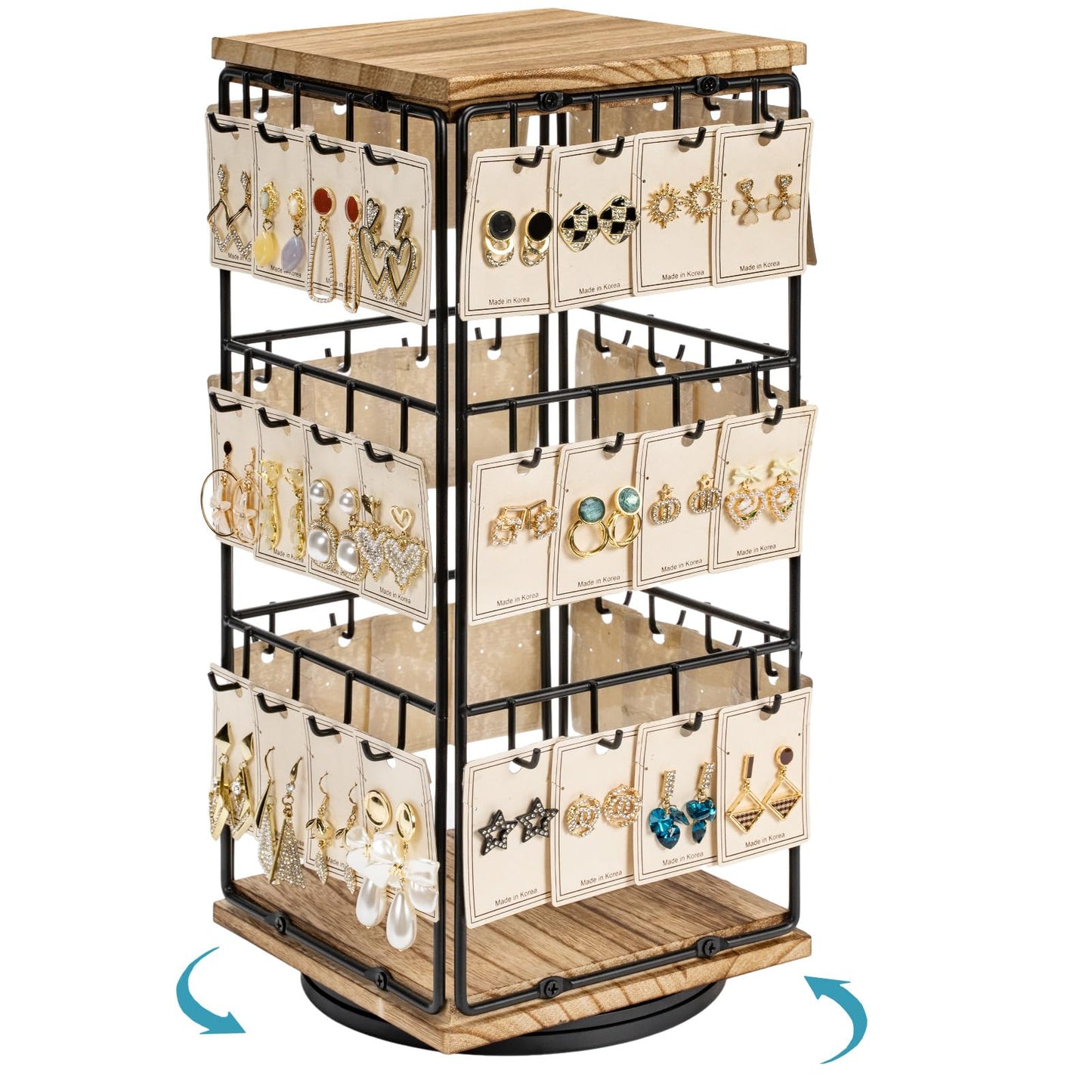Yoimori 360 Rotating Earring Display Stands for Selling, Earring Rack Display Holder Organizer Stand, Jewelry Display for Vendors Selling Earring Cards, Necklaces, Bracelets, Hair Accessories