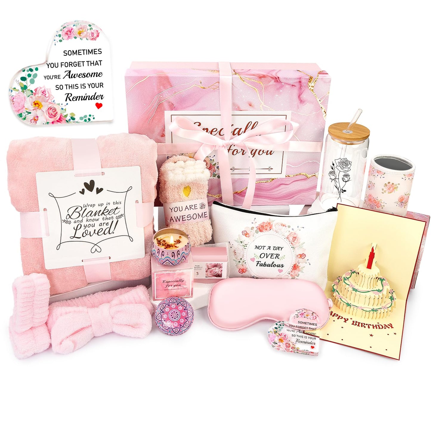 Birthday Gifts for Women,13pc Valentine Gift Basket for Women Birthday Unique,Spa Basket Care Package Get Well Soon Box for Teen Girls,Sister,Mom,Her Fantasy Box for Mother's Day