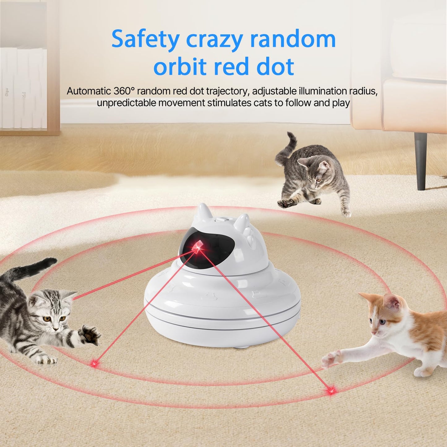 Breeffora Automatic Interactive Cat Toy, Cat Laser Pointer Toy with Random Trajectory, Hide and Seek Moving Feather, Rechargeable Electronic Teaser Wand for Bored Indoor Cats