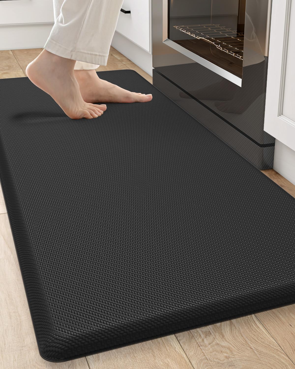 DEXI Kitchen Mats for Floor Anti Fatigue Standing Desk, 3/4 Inch Extra Thick Waterproof Runner Rug, Non Slip Cushioned Comfort for Office, Laundry Room, 20x39, Black