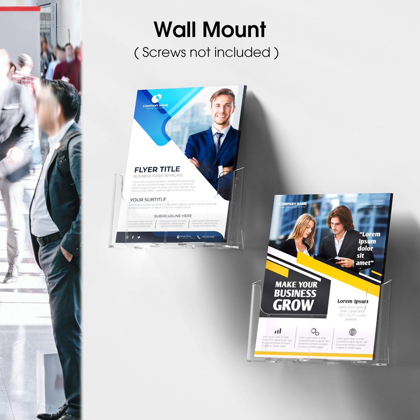 MaxGear Brochure Holder 8.5x11 inch, Acrylic Literature Holders Clear Flyer Holder Pamphlet Holder Rack Card Holder Plastic Booklet Acrylic Display Stand for Magazine, Desk or Wall Mount, 4 Pack