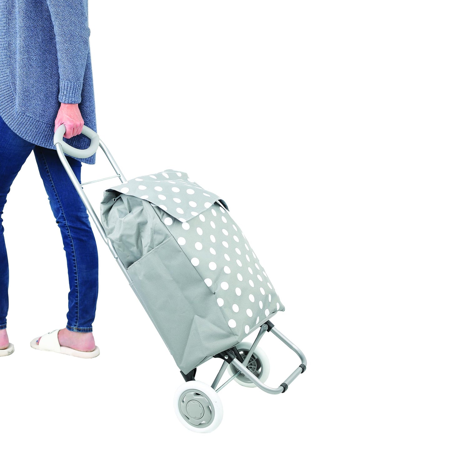 BIOS Living Wheeled Shopping Trolley, Foldable Shopping Cart, Dolly, Utility Cart, Rolling Cart, Grocery Cart, Travel Cart, Lightweight, Portable, Side Pocket, Durable