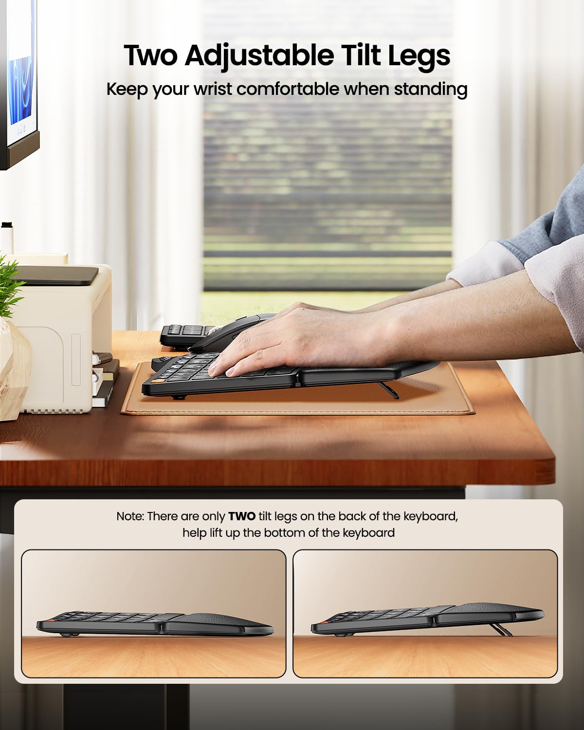 ProtoArc Ergonomic Keyboard Mouse, EKM04 2.4GHz Wireless Ergo Keyboard Mouse Combo, Separate Numeric Keypad, Split Design, Wrist Rest, Rechargeable, for Desktop, PC, Laptop, Windows