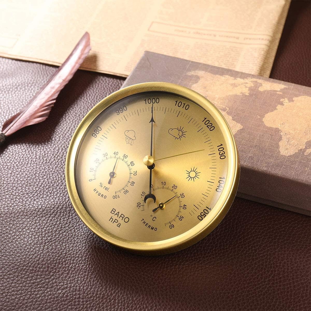 3-in-1 All-Season Wall Hanging Thermometer, Barometer, Hygrometer | Accurate Weather Station for Home and Office | Celsius Edition in/Outdoor