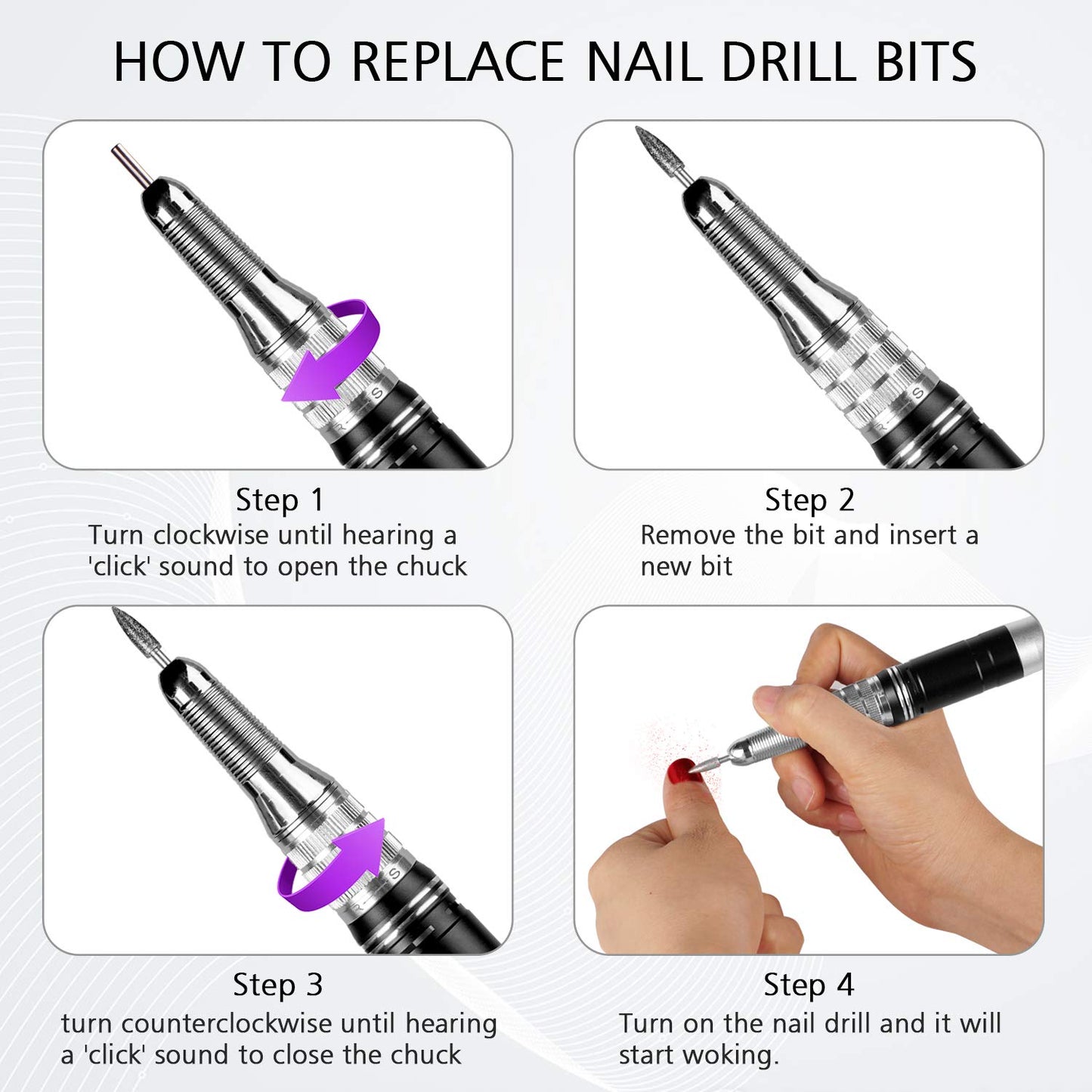 35000RPM Portable Nail Drill Machine, HoMove Professional Rechargeable Efile Nail Drill, Low Heat Electric Nail File for Acrylic Nail Natural Extension Poly Nail Gel