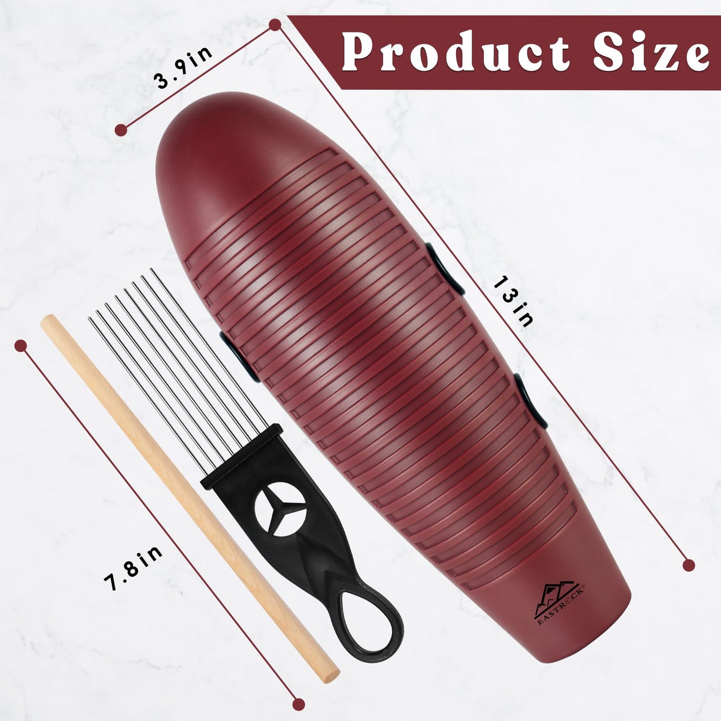 EASTROCK Guiro Instrument 3.9"x13" Fish Shaped Latin Percussion Instrument with 2 Scrapers Guiro Instrument Musical Training Tool for Beginners and Professional Band Accompaniment