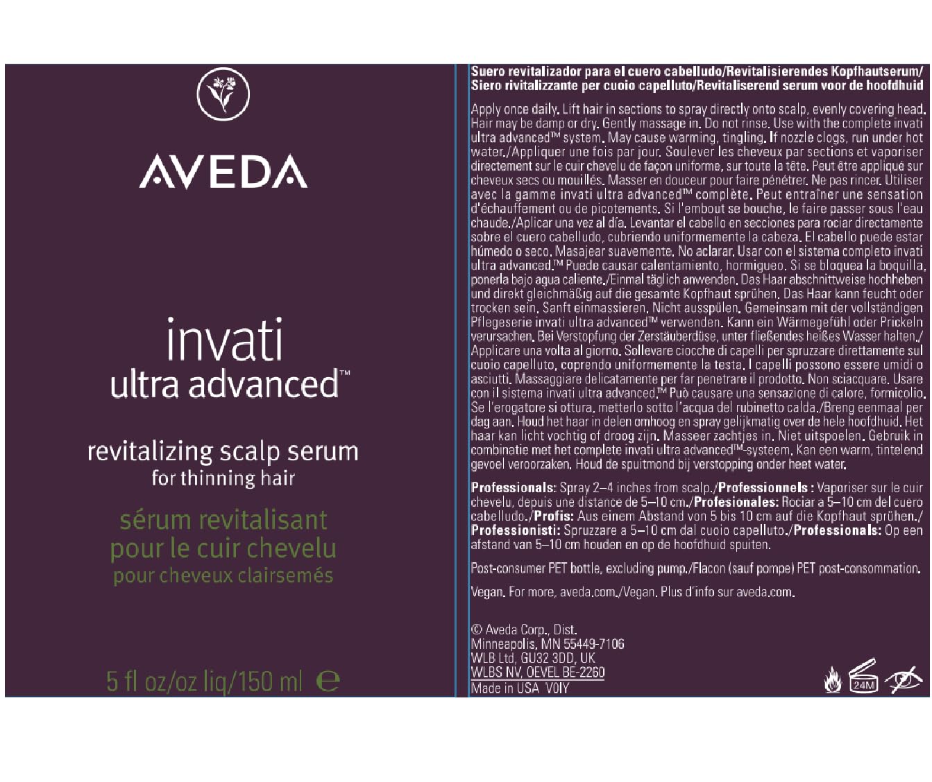 Aveda Invati Ultra Advanced Revitalizing Scalp Serum | Step 3 of 4 | Reduces Hair Loss by 77% | Strengthens Thinning Hair | 98% Naturally Derived*, 150ml