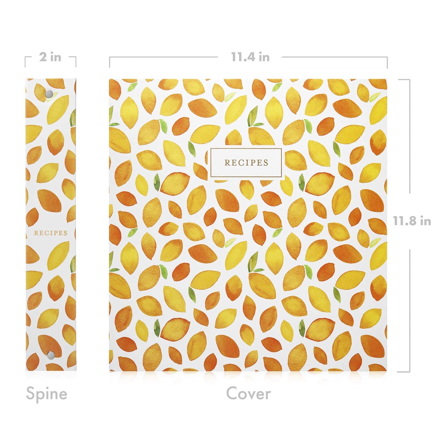 Jot & Mark 8.5" x 11" Sturdy 3 Ring Recipe Binder with Spill-Proof Clear Binder Sleeves Sheet Protector, 30 Dual-Sided Recipe Card Pages for Written & Printed Recipes, Tabbed Dividers, Lemon Twist