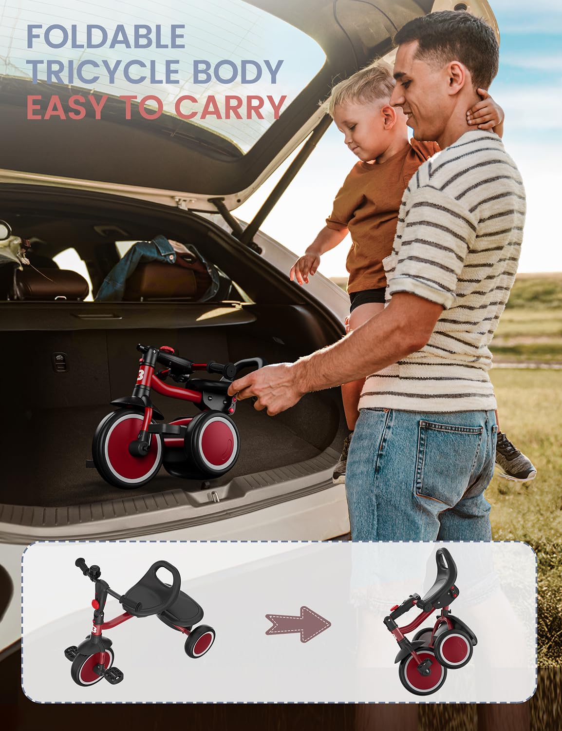 besrey Kids Tricycles Age 18 Month to 5 Years, Toddler Tricycle Kids Trikes Tricycle, Gift Toddler Tricycles for 2-5 Year Olds, Gift & Toys for Boy & Girl, Trikes for Toddlers, Red