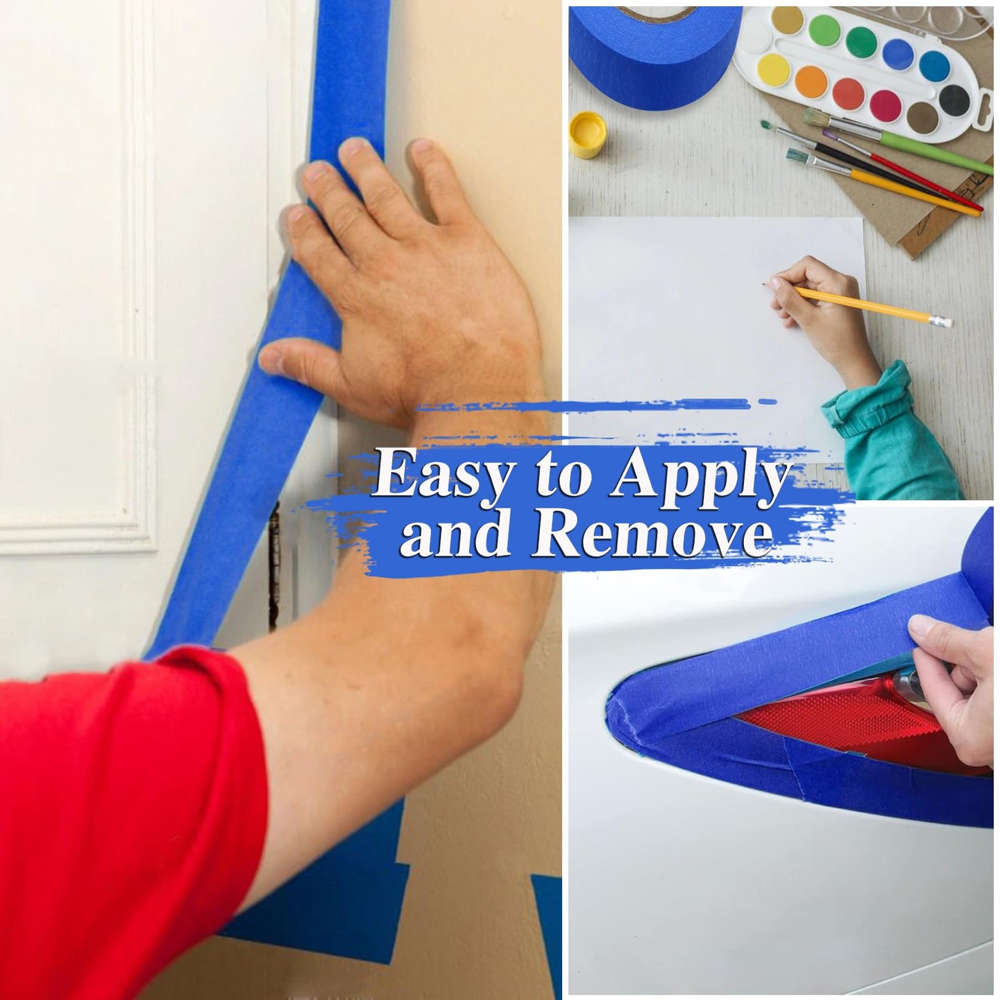 Blue Painters Tape, 10 Packs Painter Tape for General Purpose Use, UV Anti Residue Free, Wall Painting Masking with Sharp Lines for Painting Job, 50mm X 50m X 10 Rolls, 500m in Total.