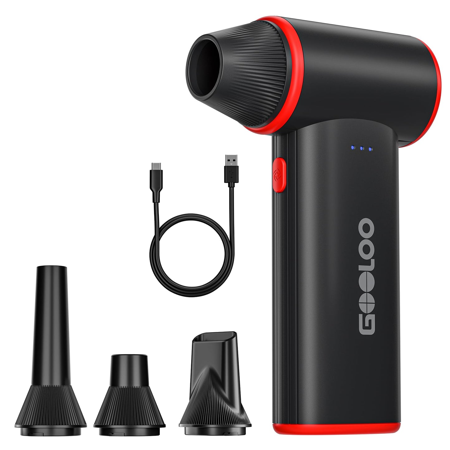 GOOLOO F3 Compressed Air Duster, 150000RPM Electric Air Duster Replaces Compressed Air Cans, 3-Gear Adjustable Mini Blower with Fast Charging, Cordless Dust Blower for PC, Car, Keyboard, House