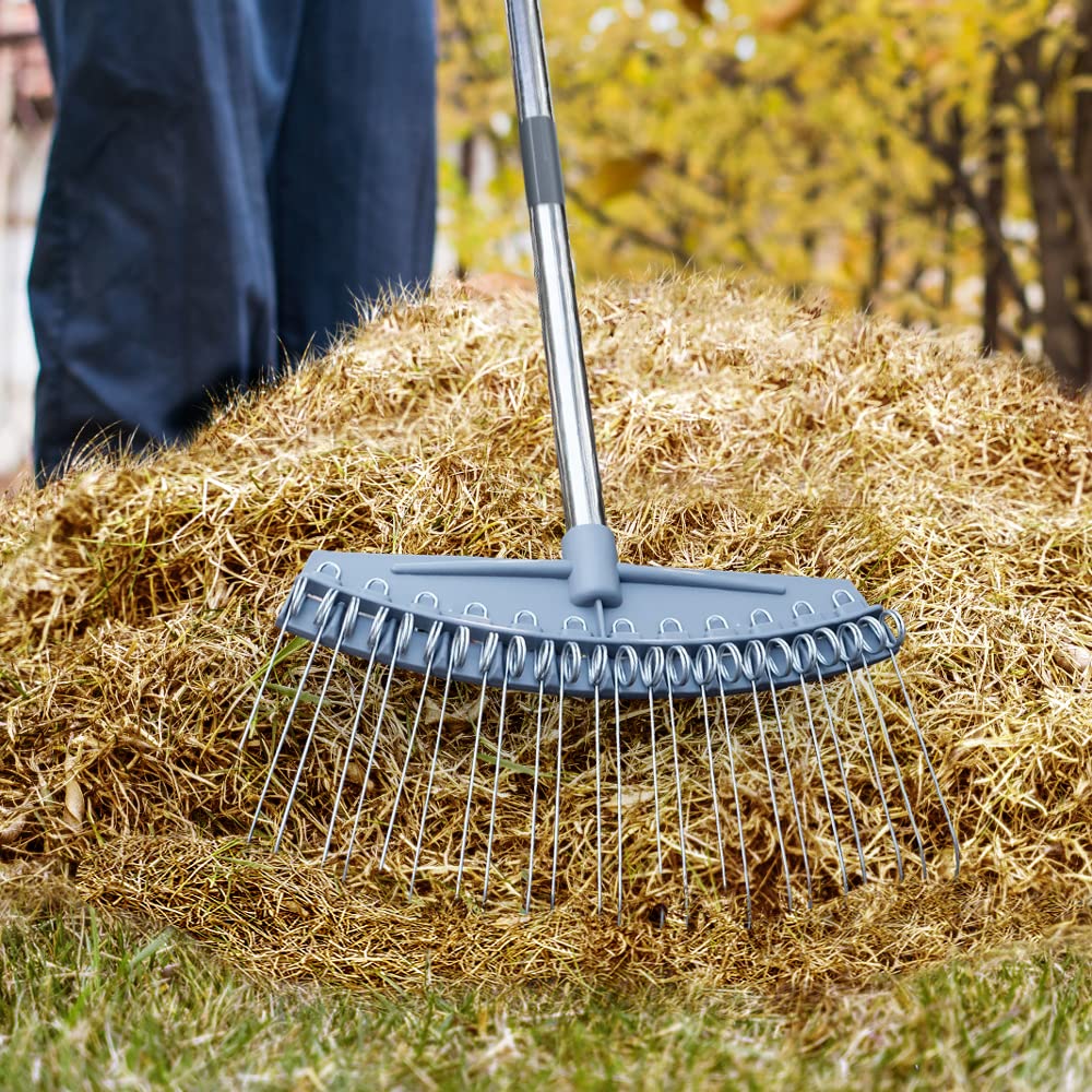 Altdoff Yard Thatch Rake Set Adjustable, Leaf Dethatcher Rakes 17"-63" Inch Wide with 24 Metal Tines, Multiple Garden Thatching Rakes Used for Leaves, Lawns, Gravel, Shrub