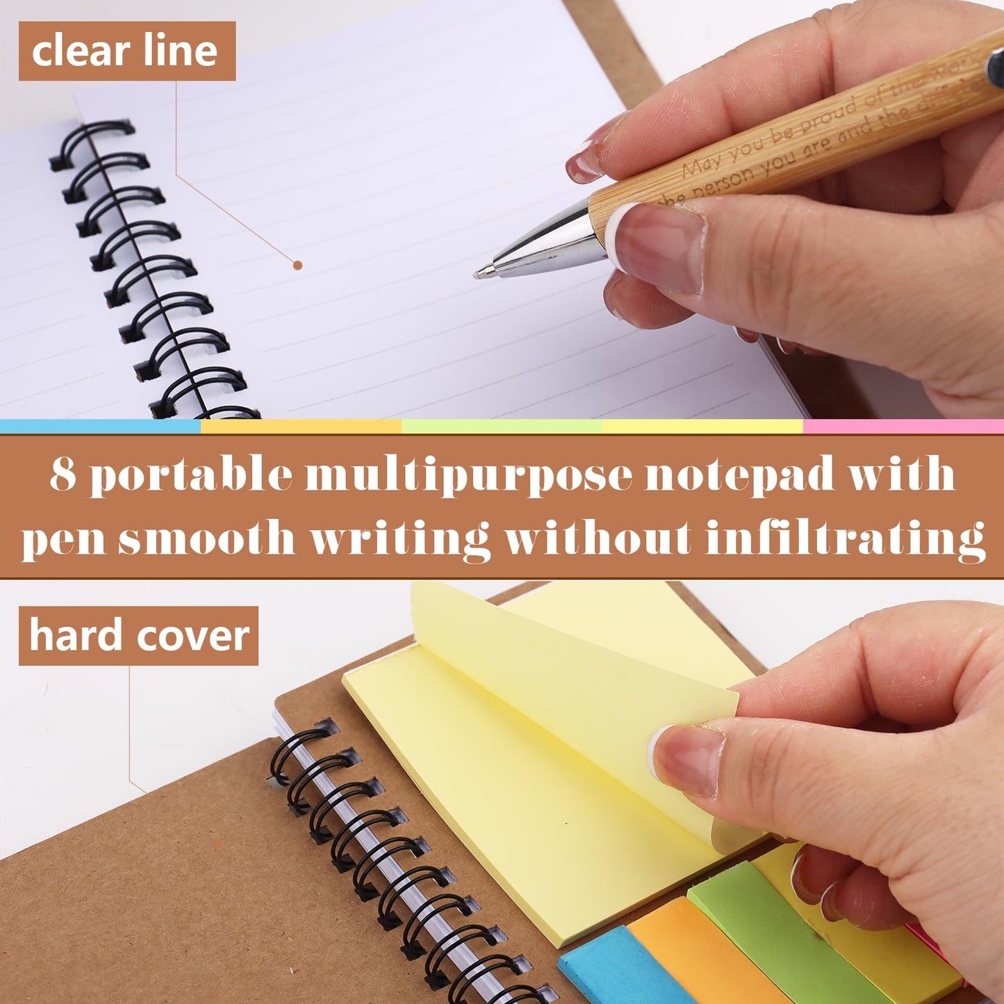 8 Sets Employee Appreciation Gifts Bulk for Coworkers Thank You Staff Gift Inspirational Pens Motivational Notebooks Positive Keychain Thank You Gifts for Colleagues Nurse Teacher Team Graduation Gift